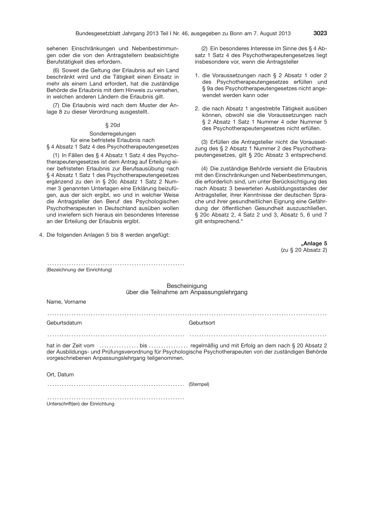 BGBl. 2013, Seite 3023 — Originalseite als Abbildung