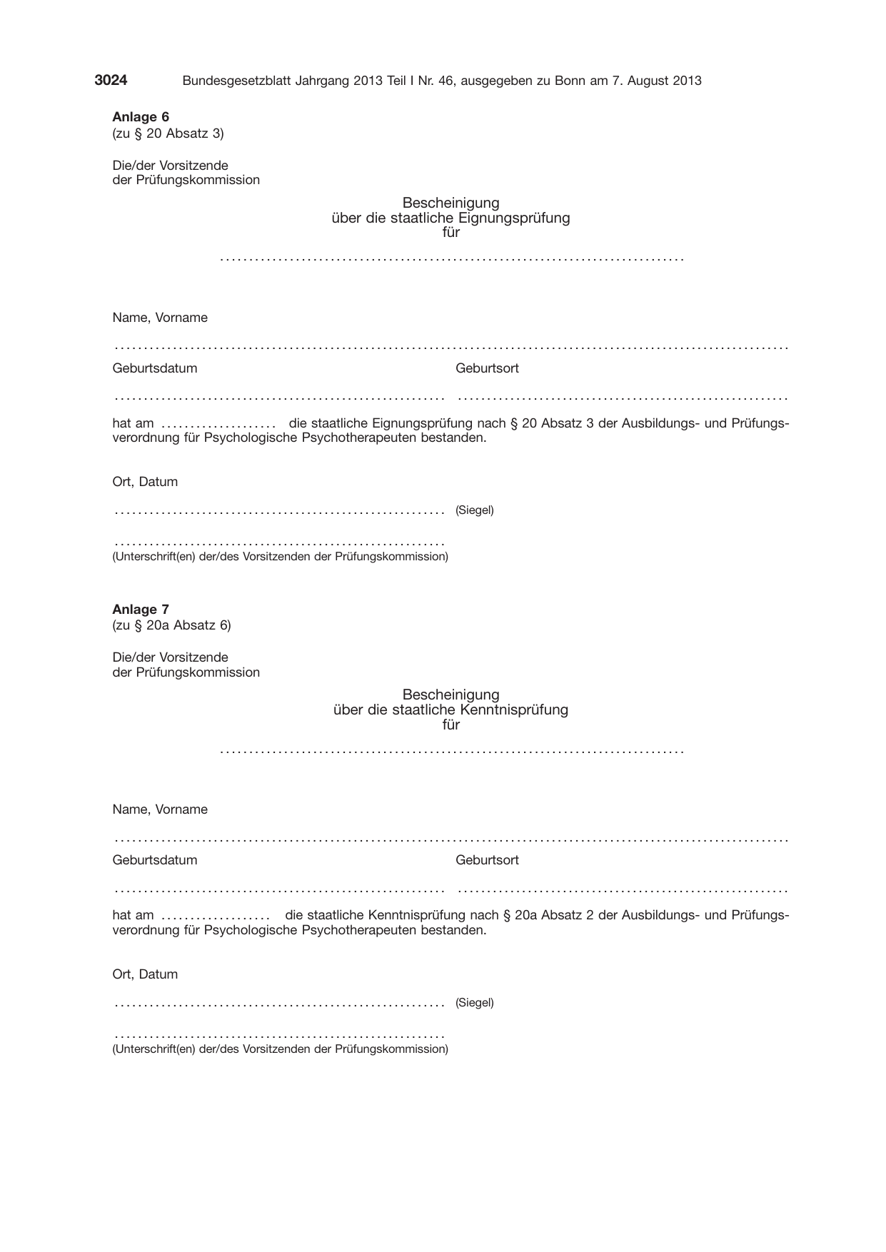 BGBl. 2013, Seite 3024 — Originalseite als Abbildung