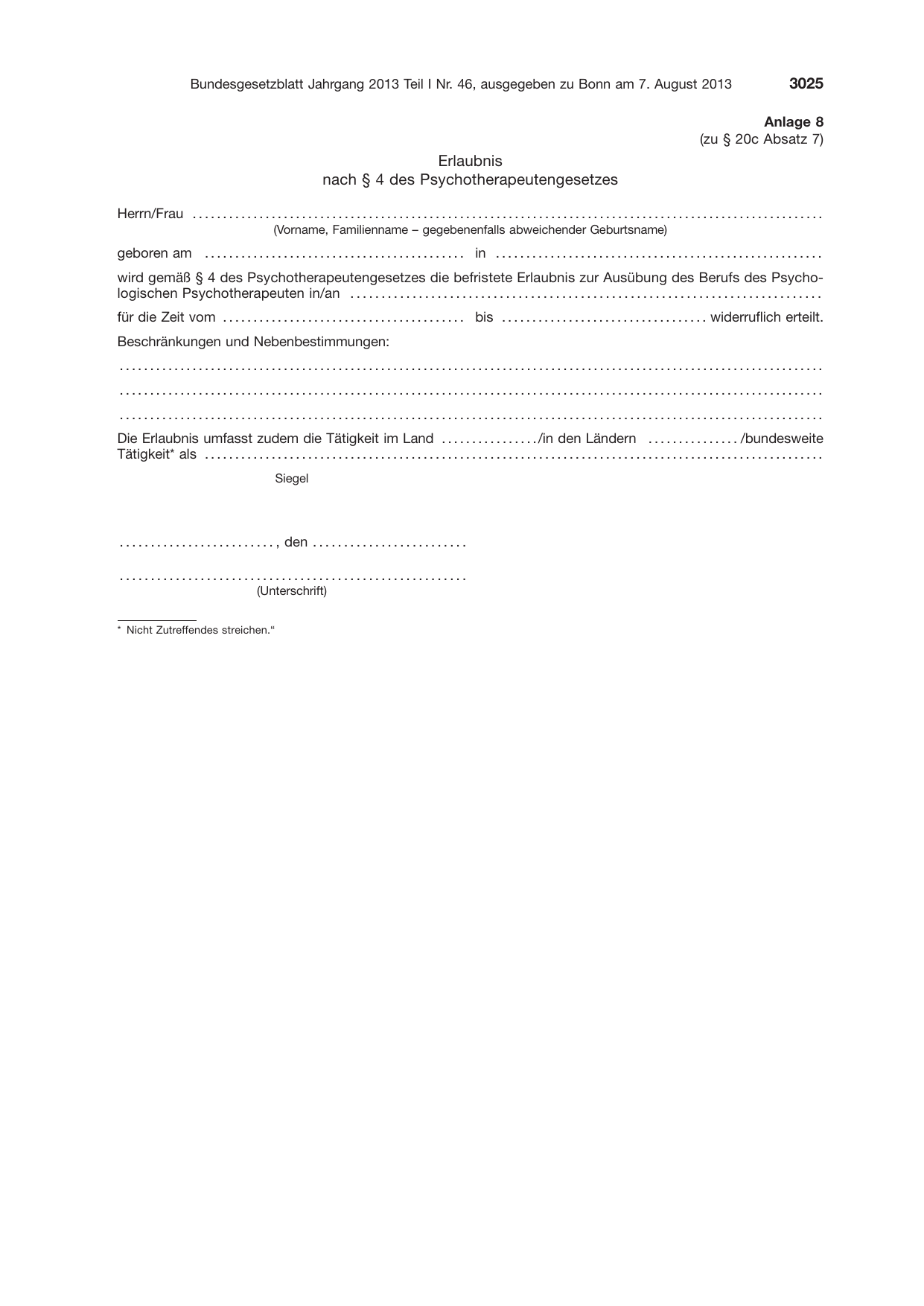 BGBl. 2013, Seite 3025 — Originalseite als Abbildung