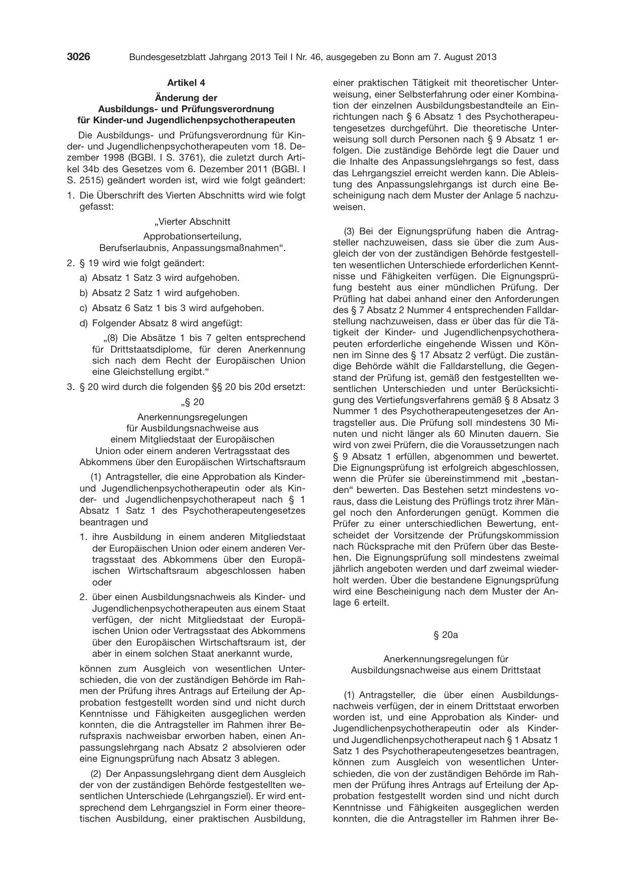 BGBl. 2013, Seite 3026 — Originalseite als Abbildung