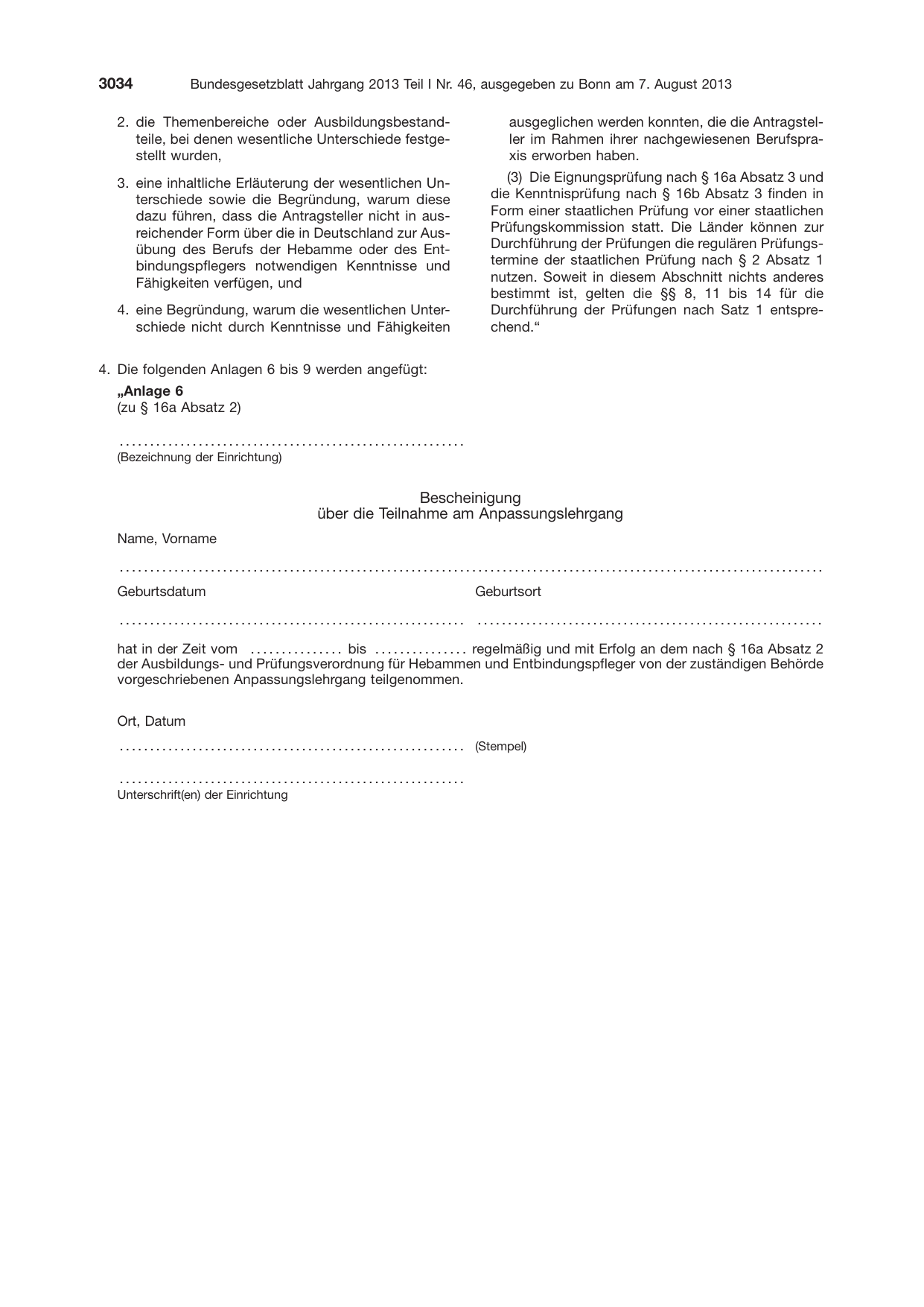 BGBl. 2013, Seite 3034 — Originalseite als Abbildung