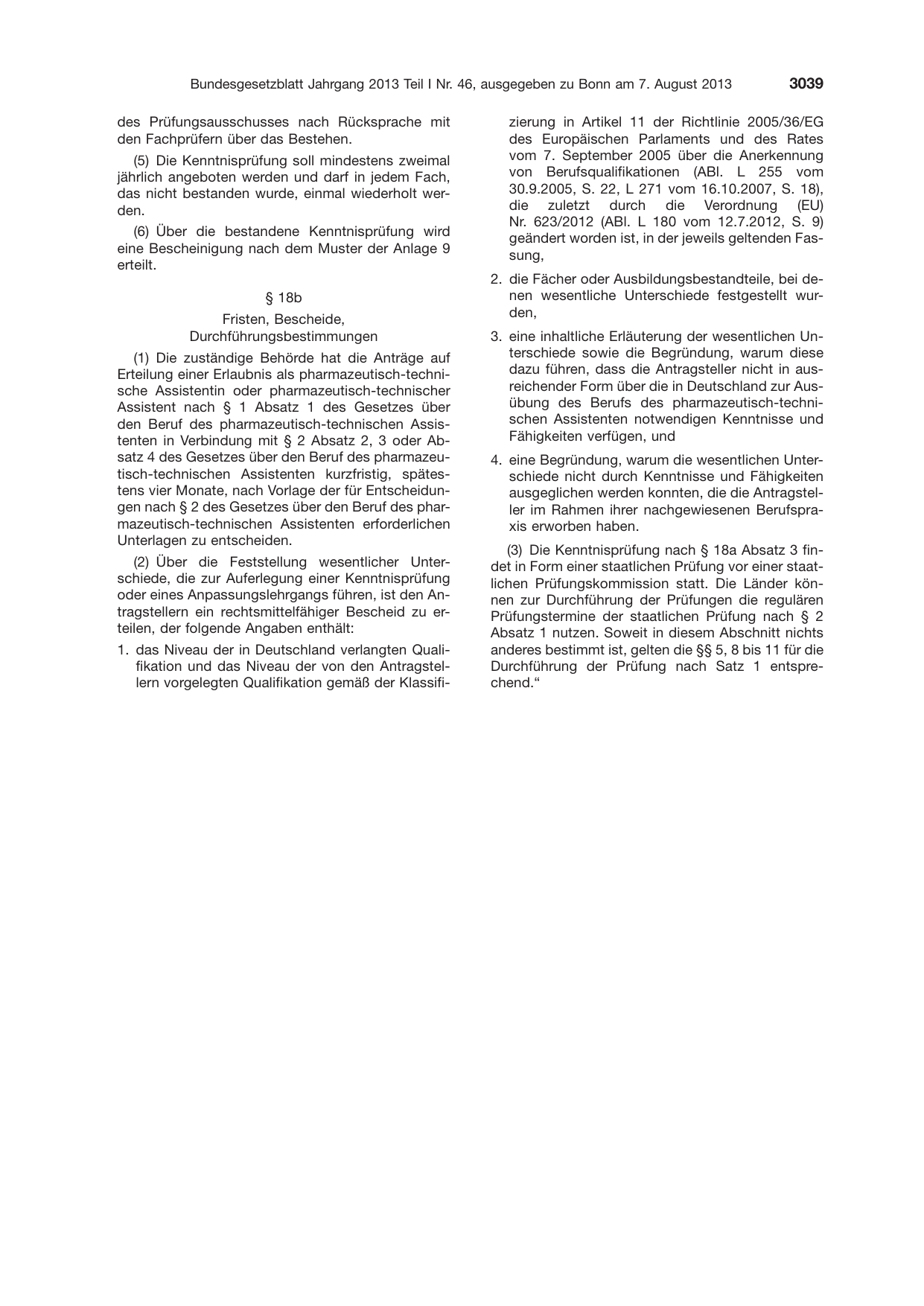 BGBl. 2013, Seite 3039 — Originalseite als Abbildung