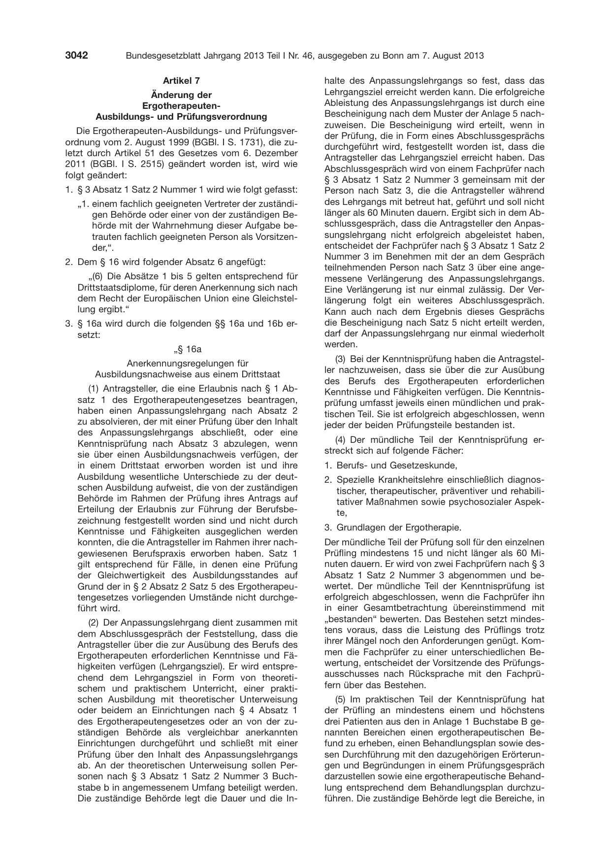 BGBl. 2013, Seite 3042 — Originalseite als Abbildung