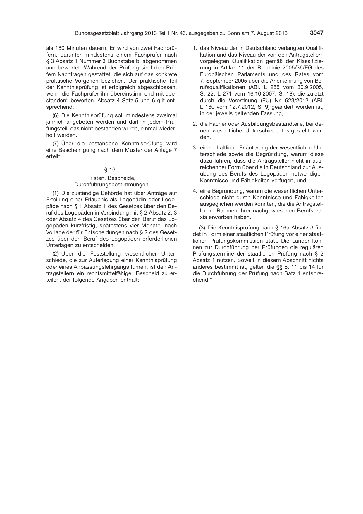 BGBl. 2013, Seite 3047 — Originalseite als Abbildung