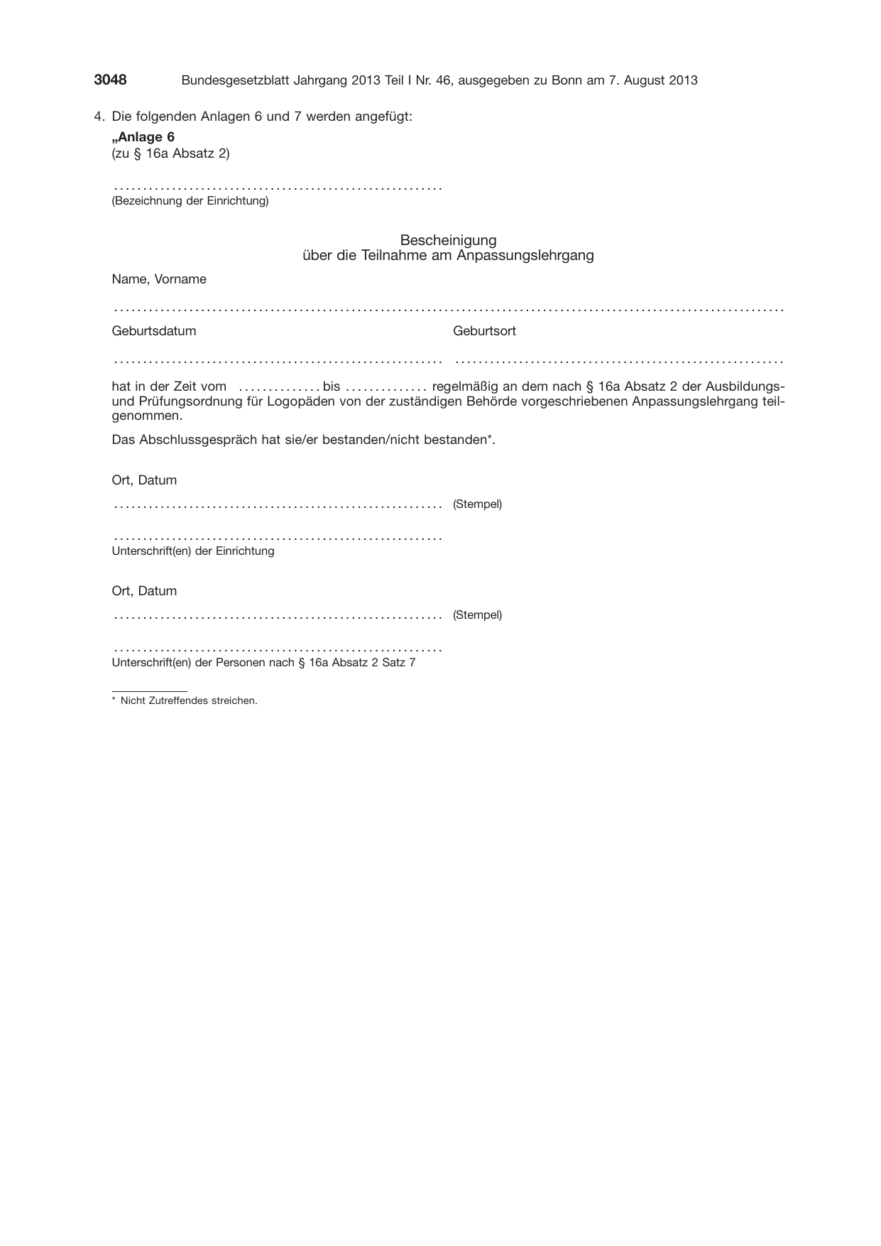 BGBl. 2013, Seite 3048 — Originalseite als Abbildung