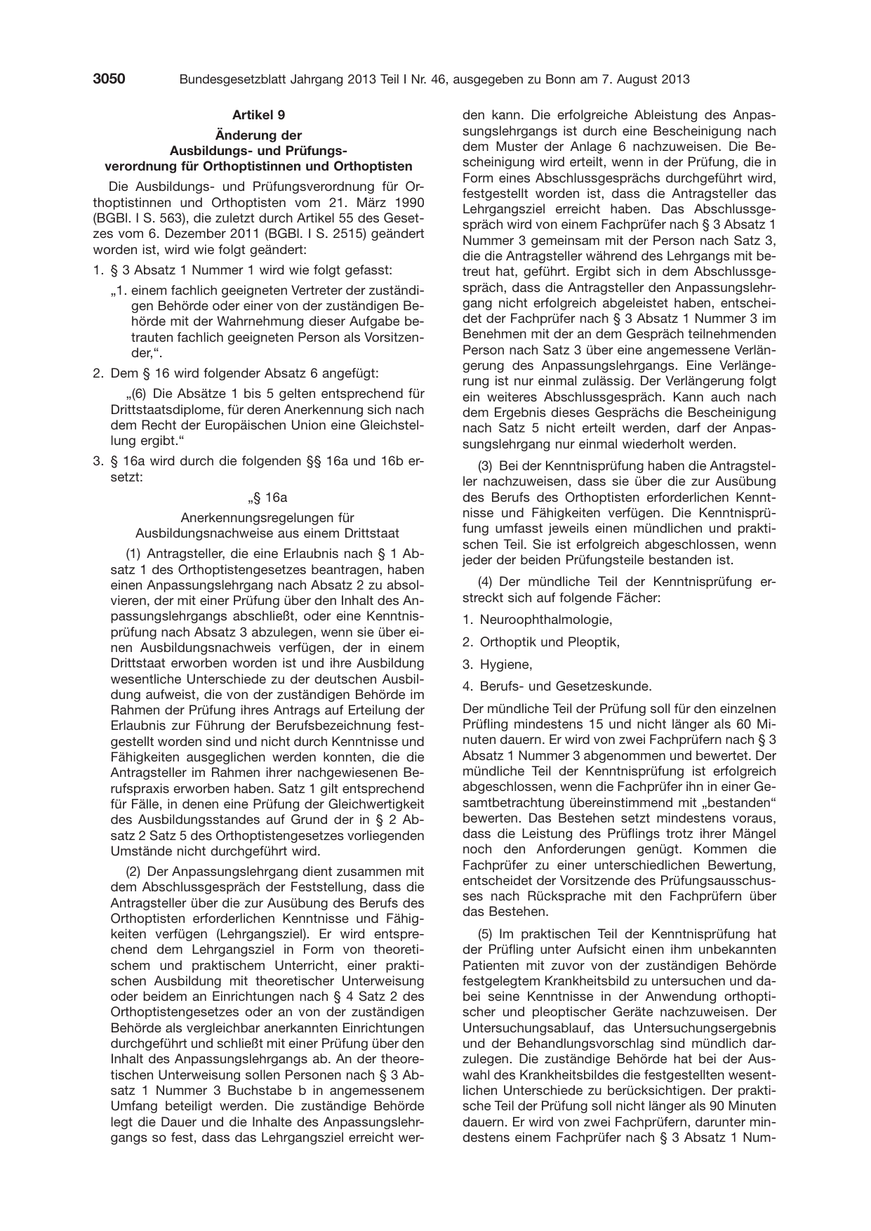 BGBl. 2013, Seite 3050 — Originalseite als Abbildung