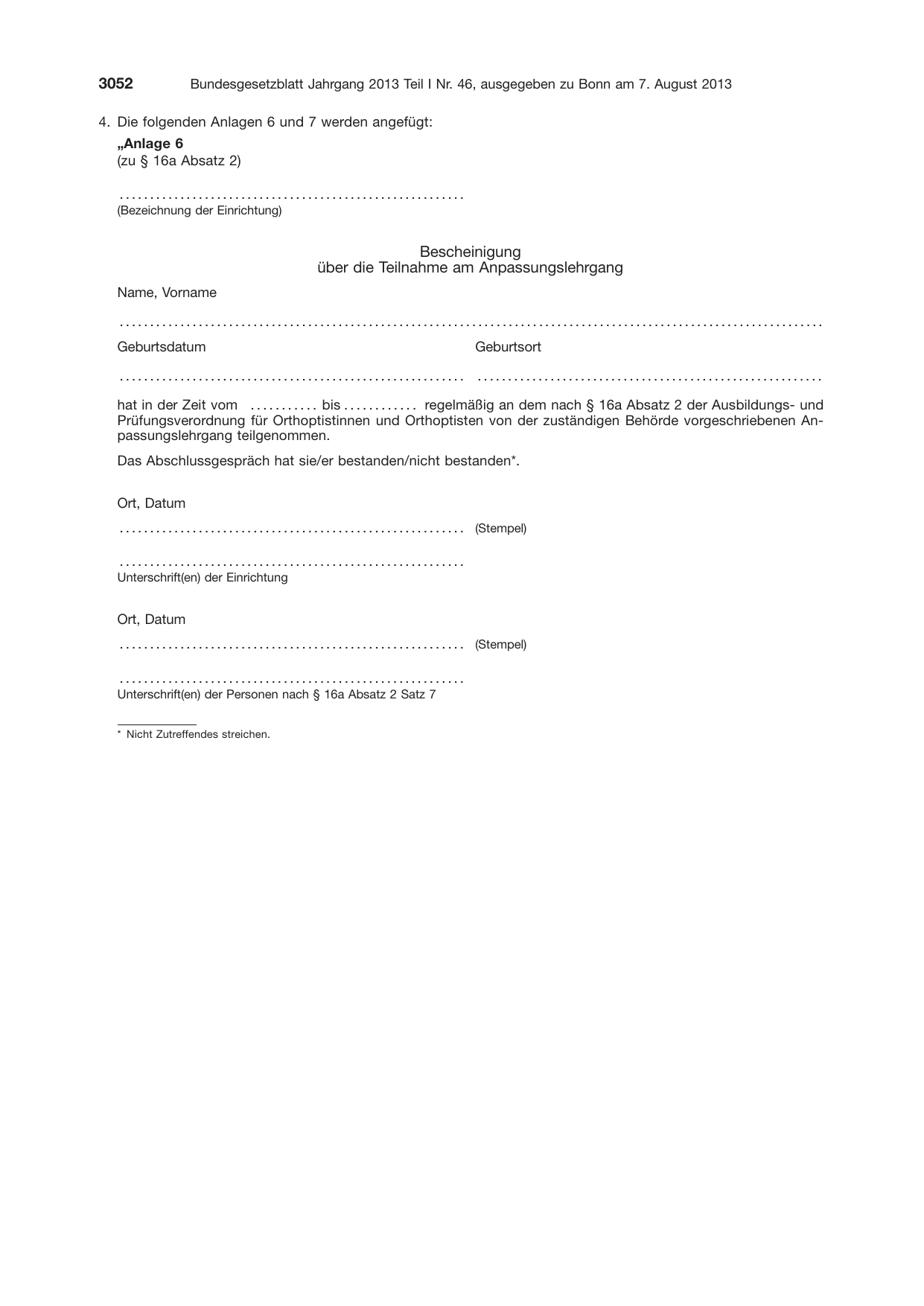 BGBl. 2013, Seite 3052 — Originalseite als Abbildung
