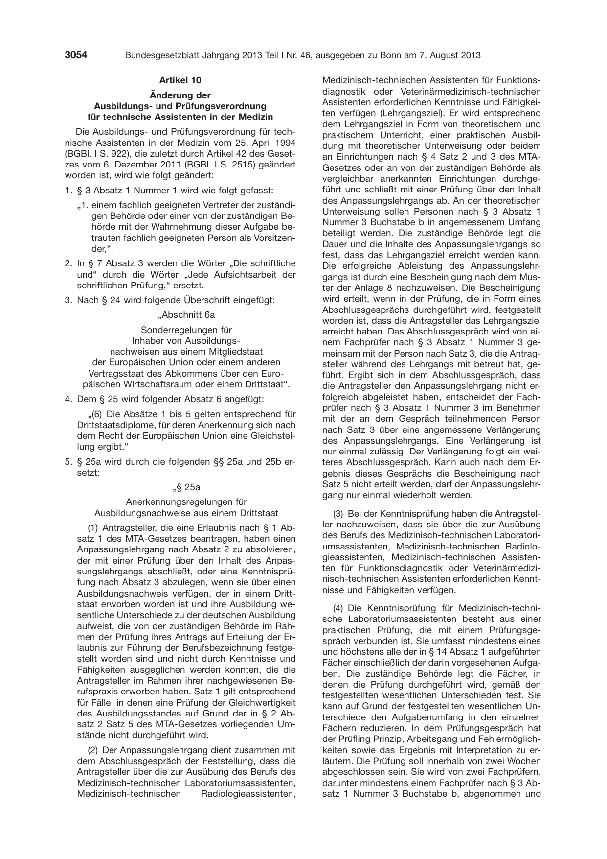 BGBl. 2013, Seite 3054 — Originalseite als Abbildung