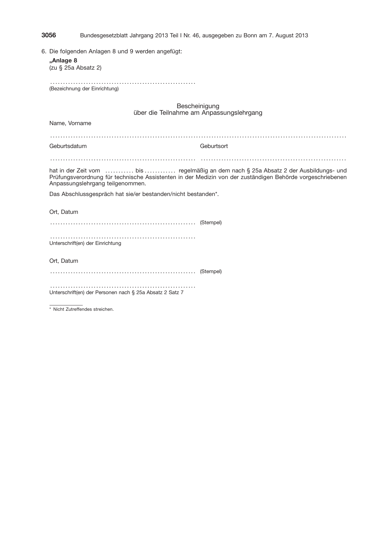 BGBl. 2013, Seite 3056 — Originalseite als Abbildung
