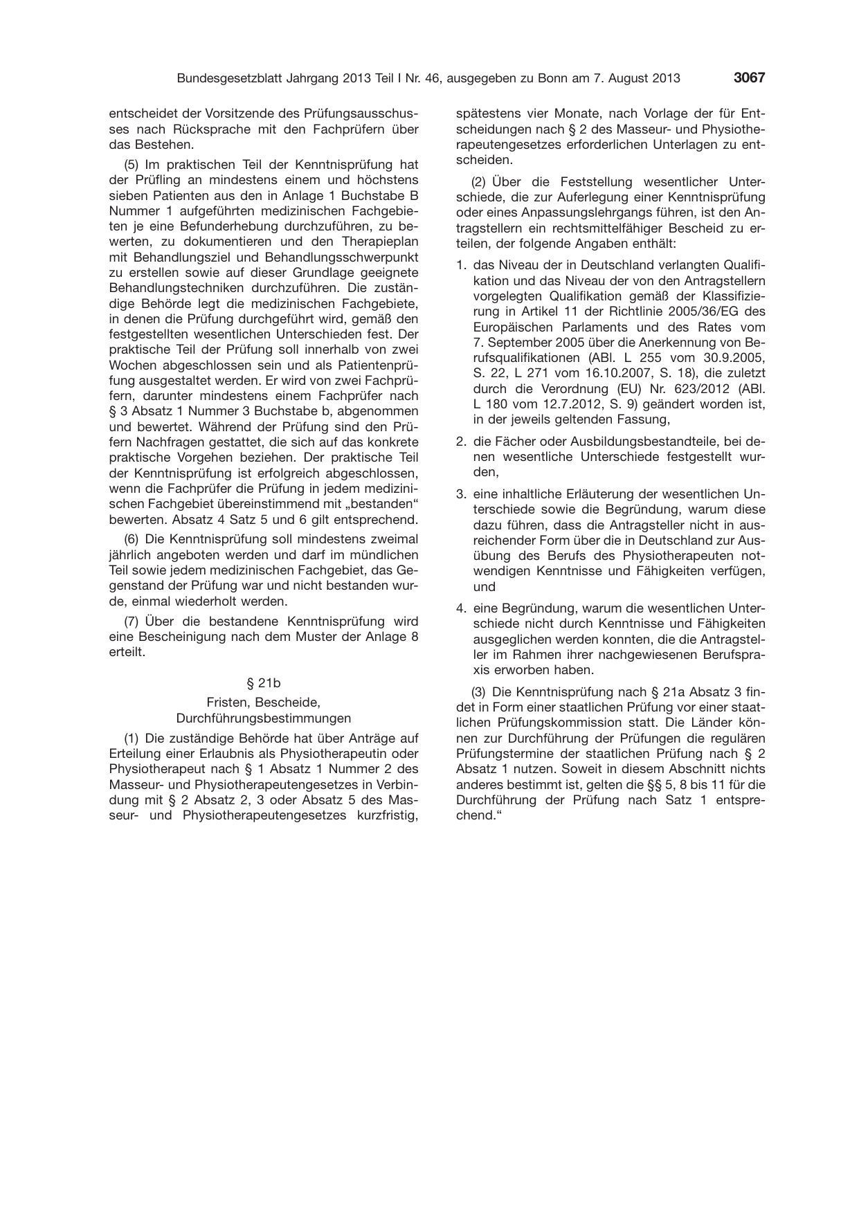 BGBl. 2013, Seite 3067 — Originalseite als Abbildung