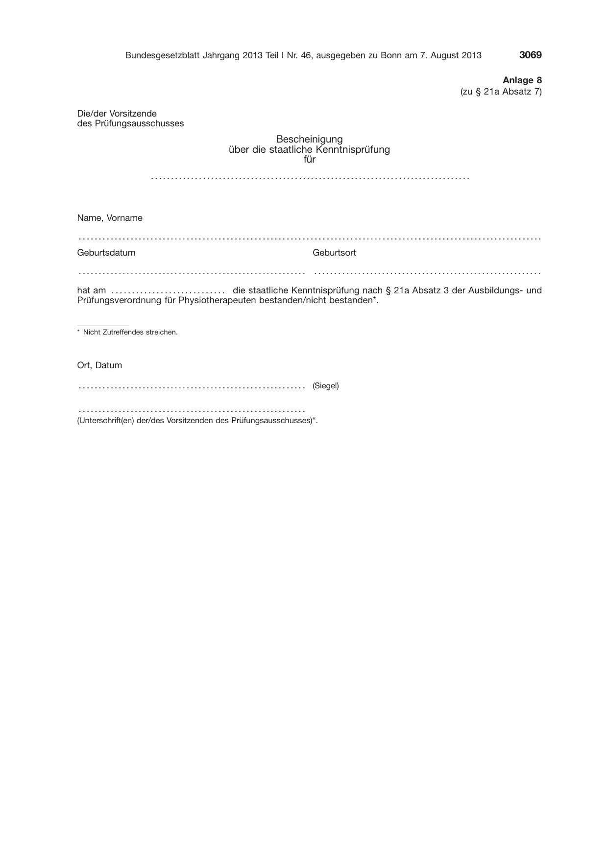 BGBl. 2013, Seite 3069 — Originalseite als Abbildung