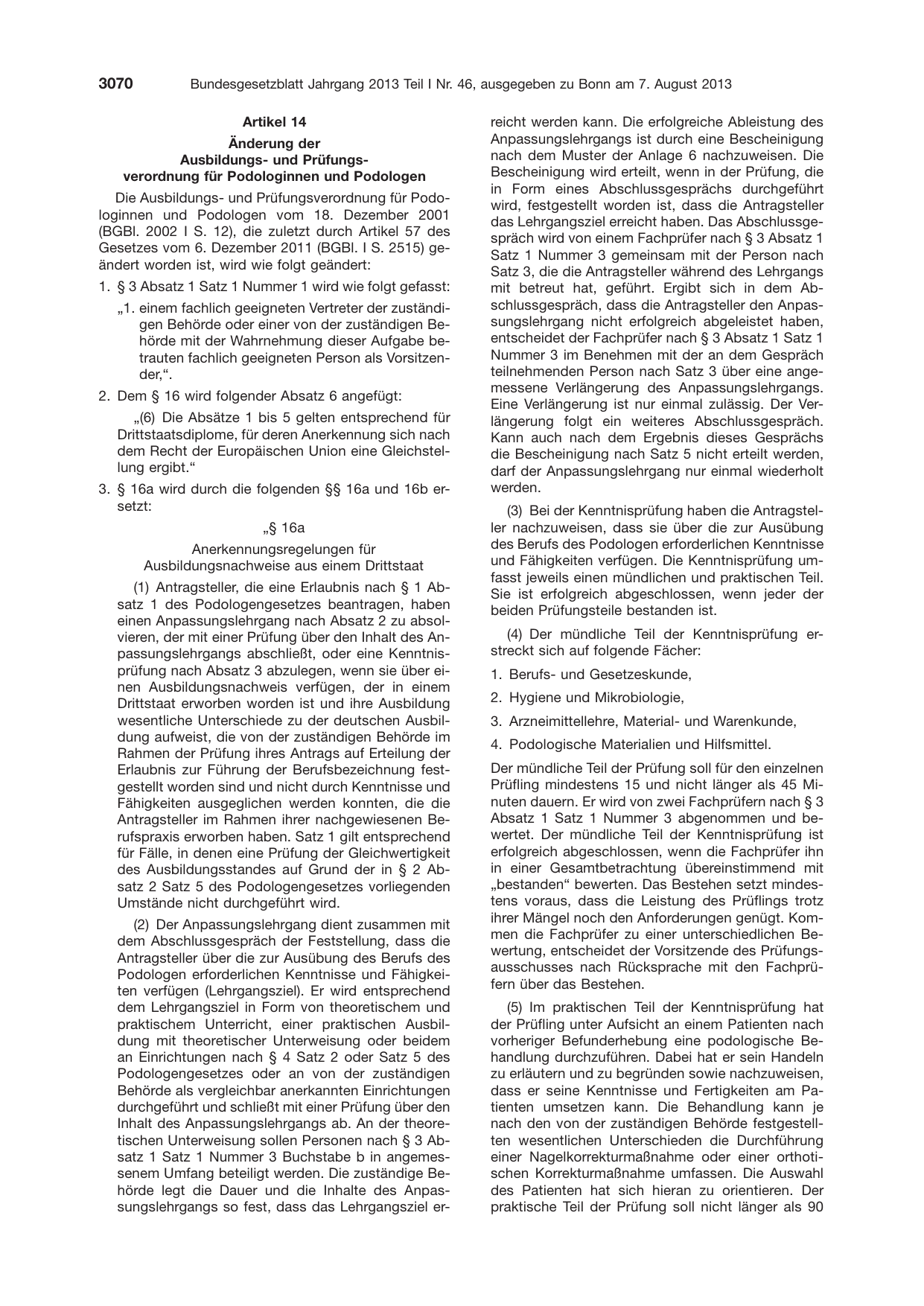BGBl. 2013, Seite 3070 — Originalseite als Abbildung