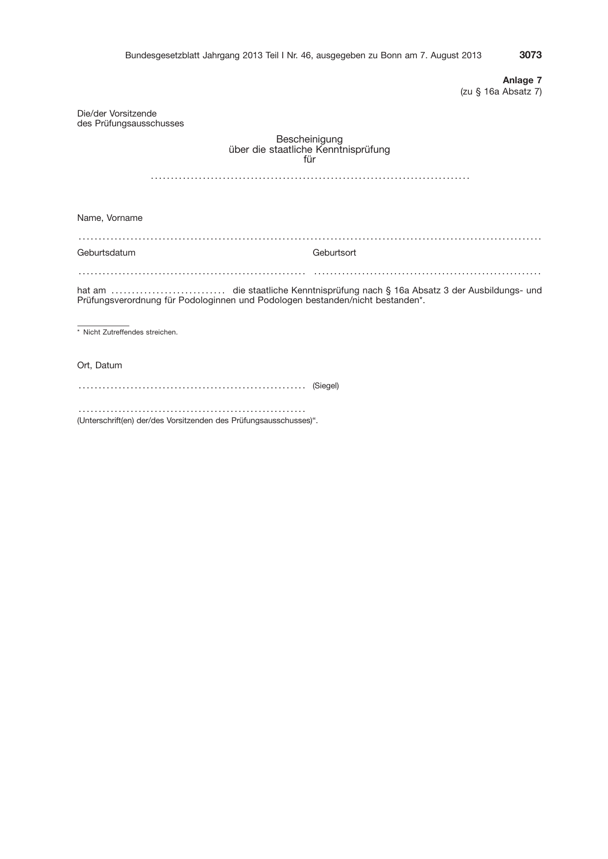 BGBl. 2013, Seite 3073 — Originalseite als Abbildung