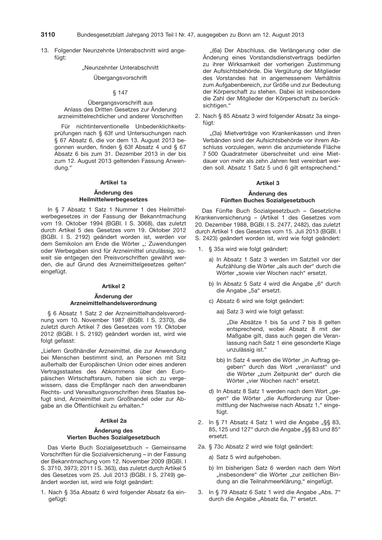 BGBl. 2013, Seite 3110 — Originalseite als Abbildung
