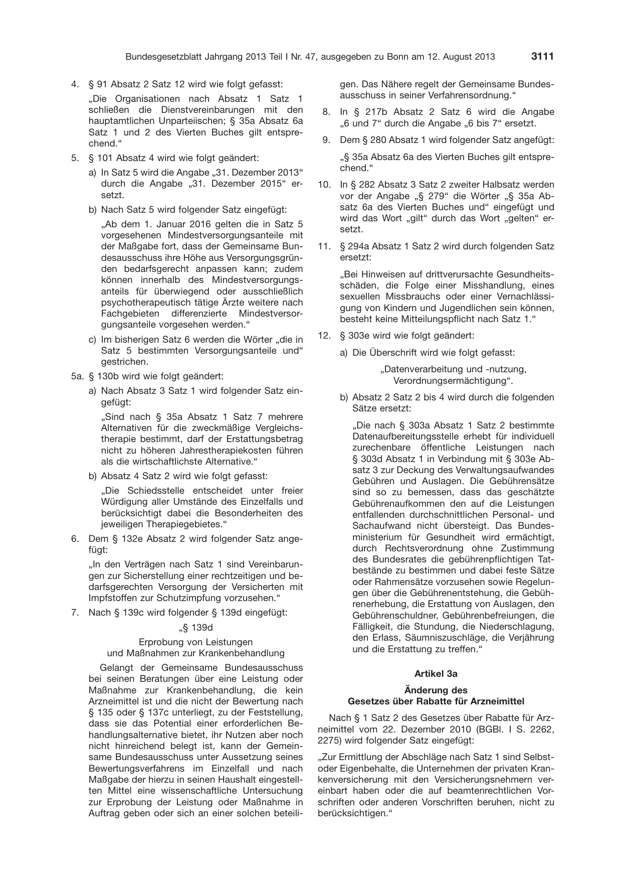 BGBl. 2013, Seite 3111 — Originalseite als Abbildung