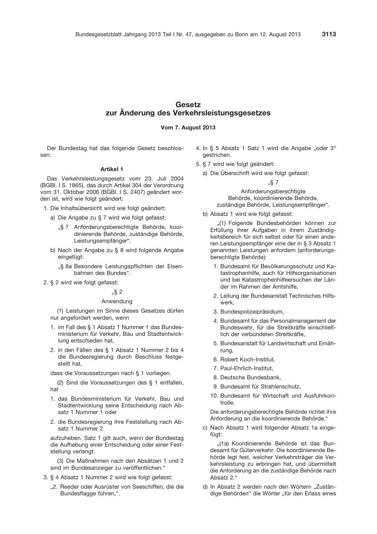 BGBl. 2013, Seite 3113 — Originalseite als Abbildung