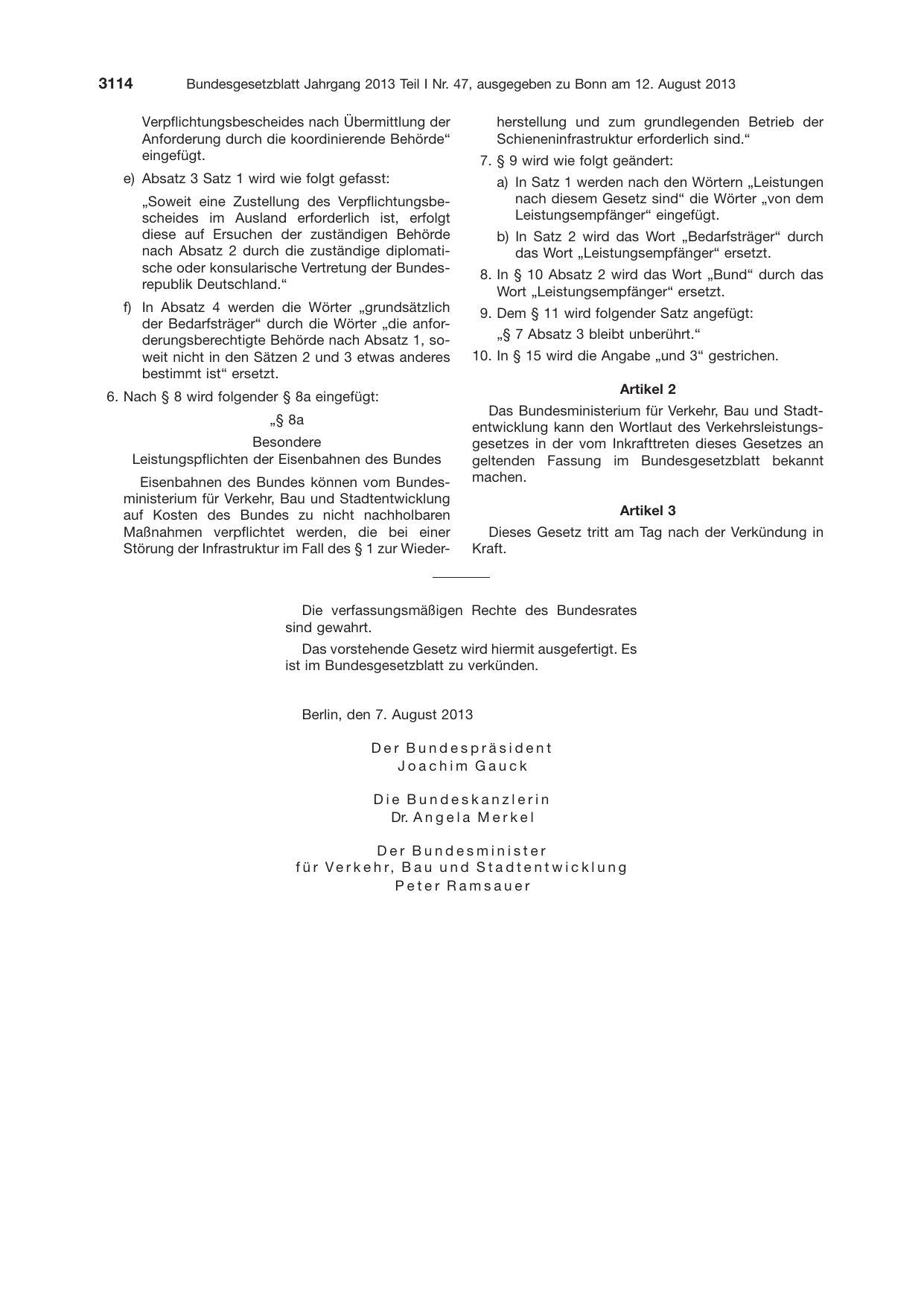 BGBl. 2013, Seite 3114 — Originalseite als Abbildung