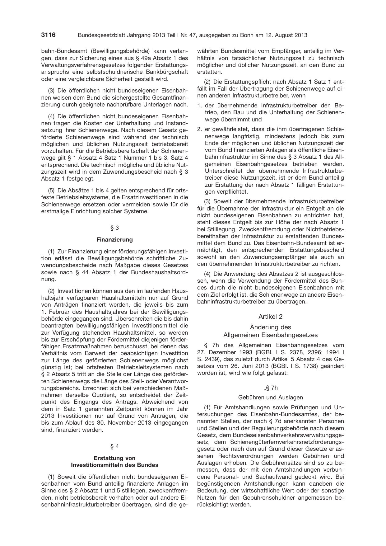 BGBl. 2013, Seite 3116 — Originalseite als Abbildung