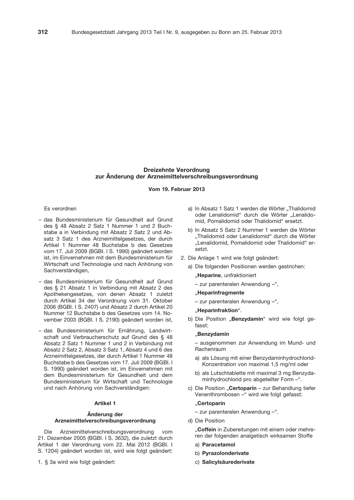 BGBl. 2013, Seite 312 — Originalseite als Abbildung