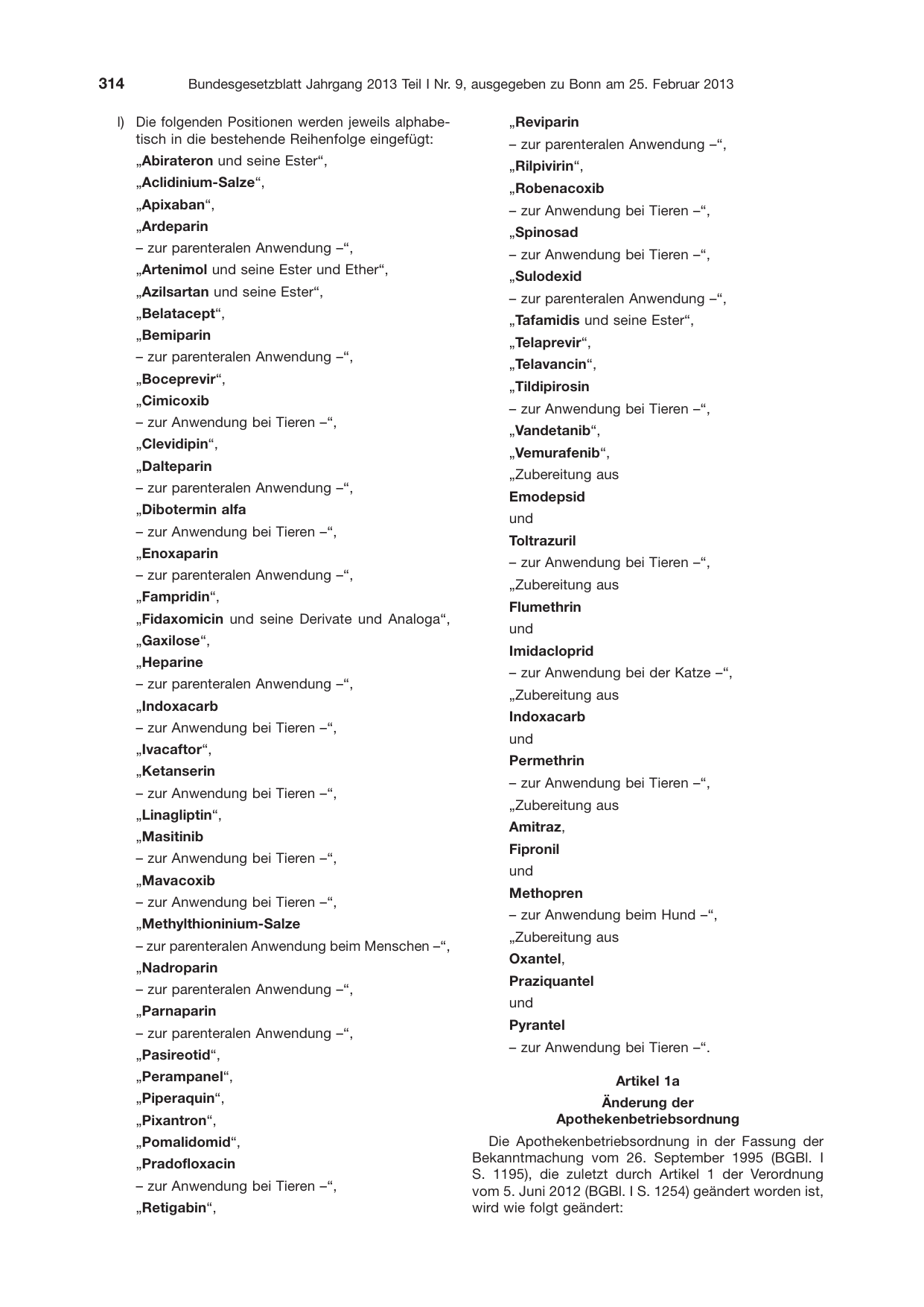 BGBl. 2013, Seite 314 — Originalseite als Abbildung
