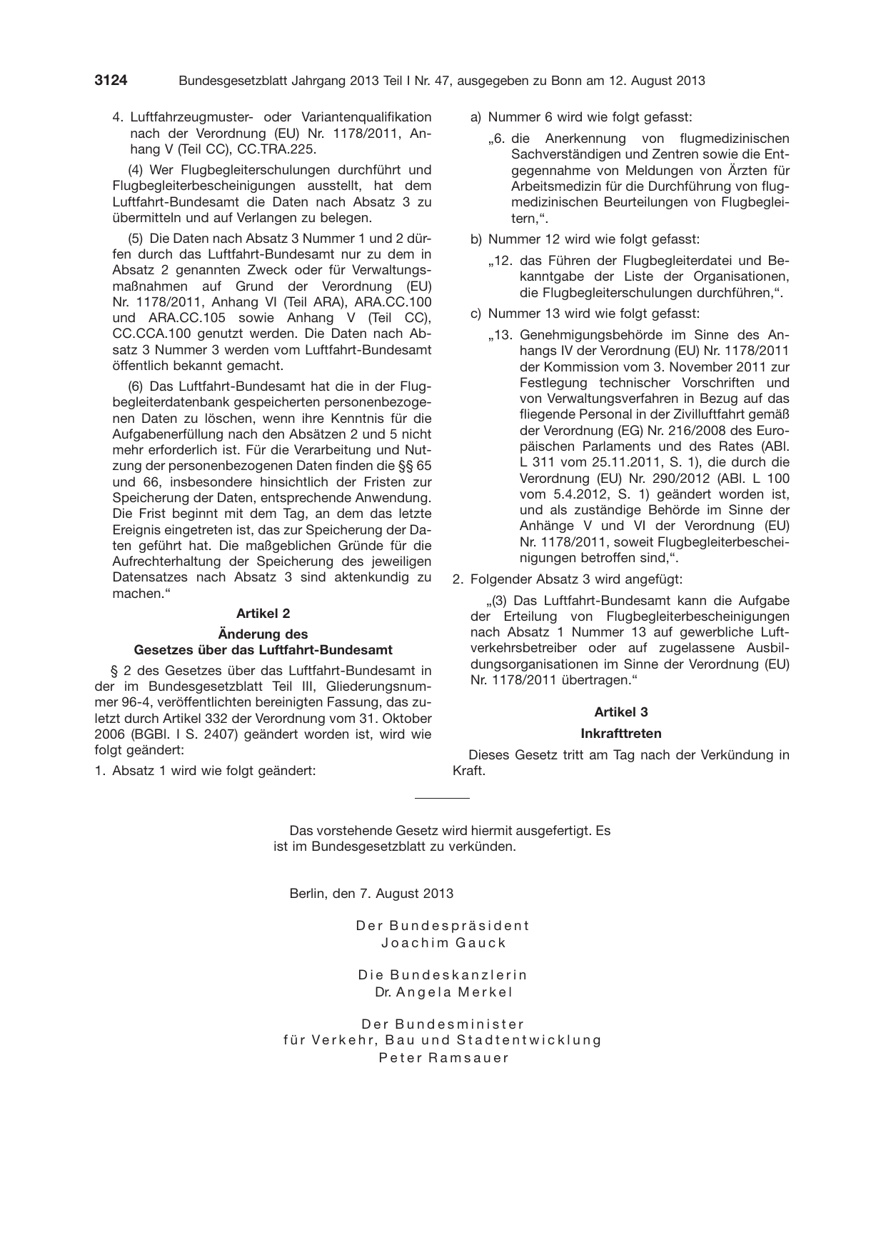 BGBl. 2013, Seite 3124 — Originalseite als Abbildung