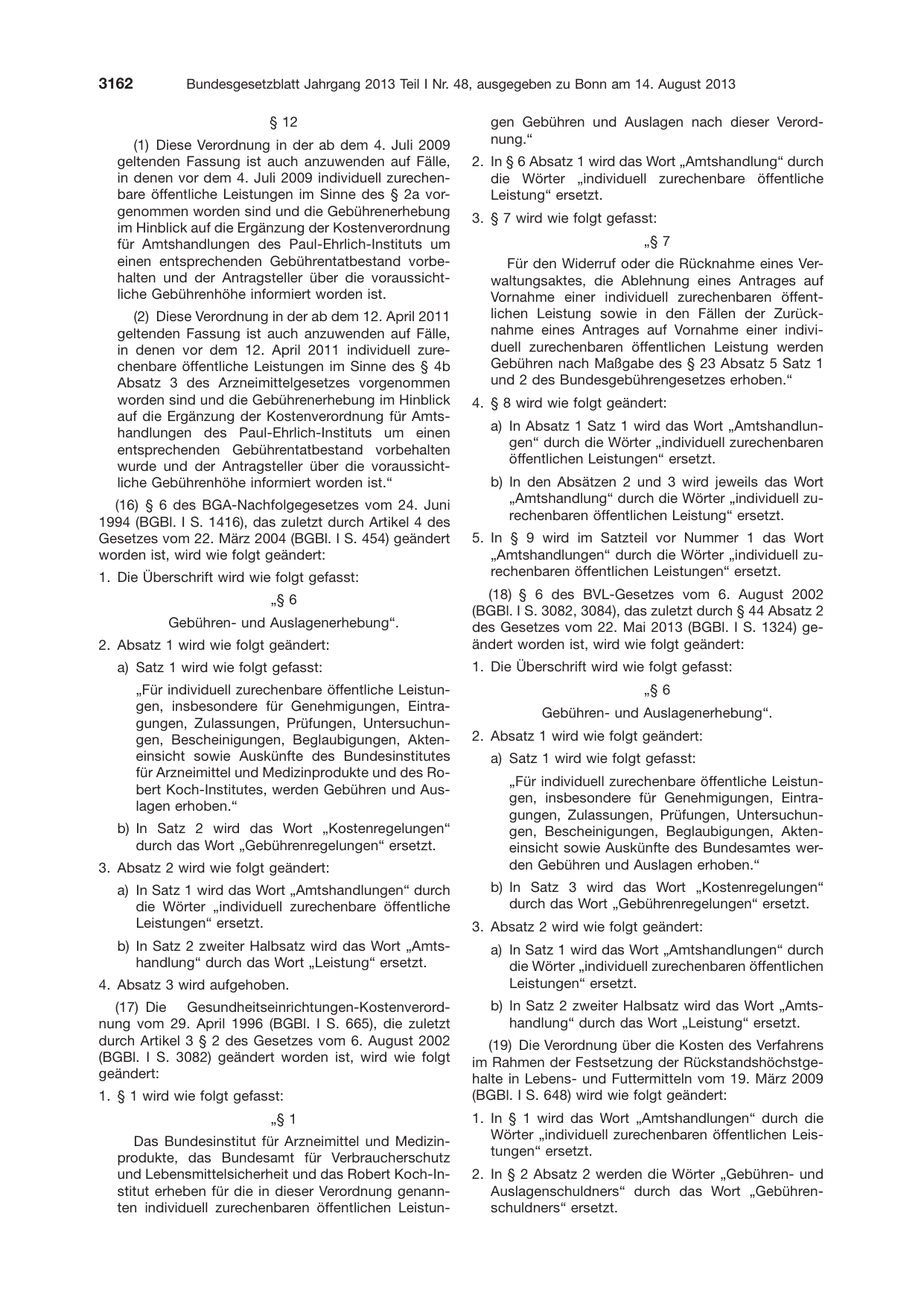 BGBl. 2013, Seite 3162 — Originalseite als Abbildung