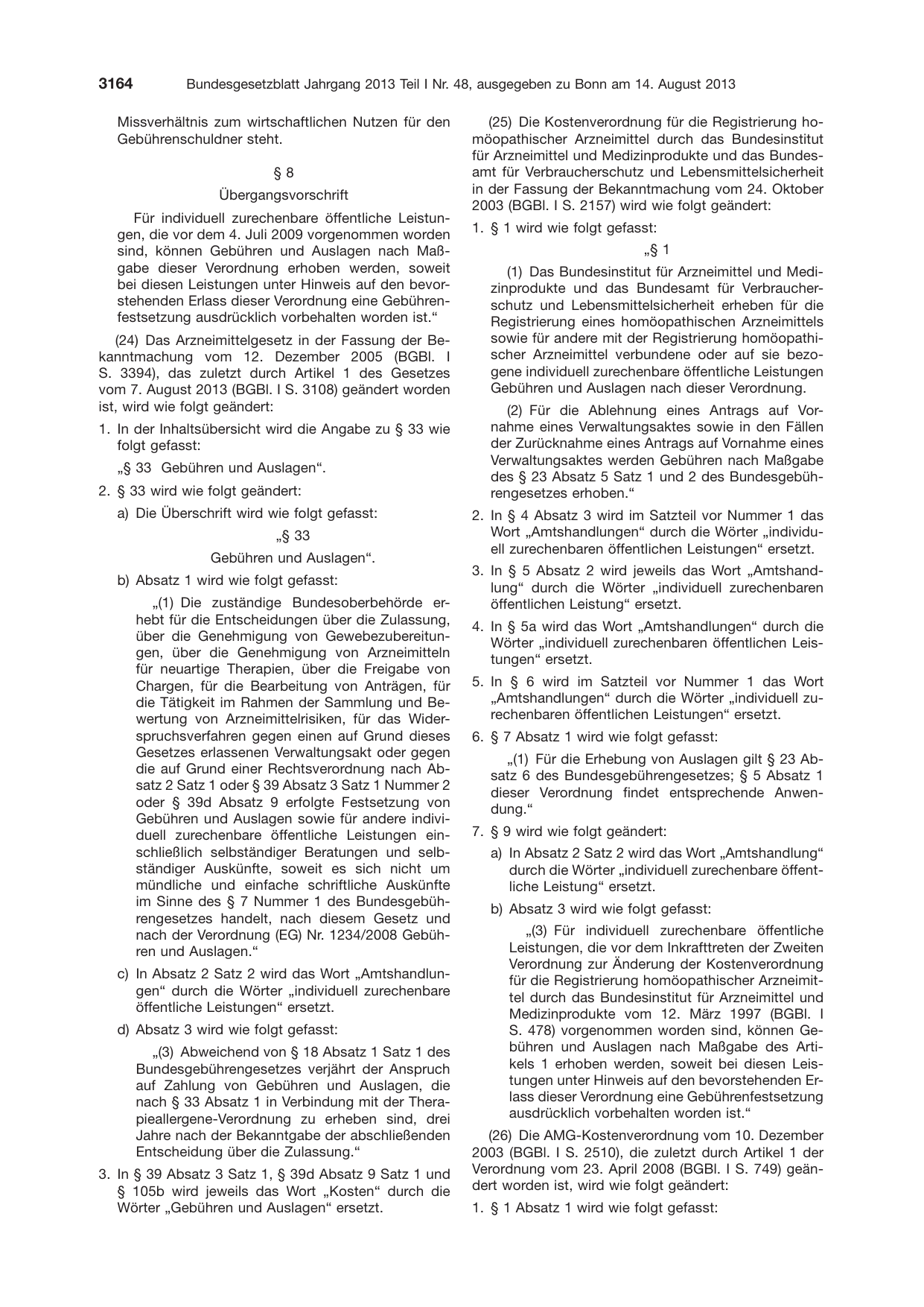 BGBl. 2013, Seite 3164 — Originalseite als Abbildung