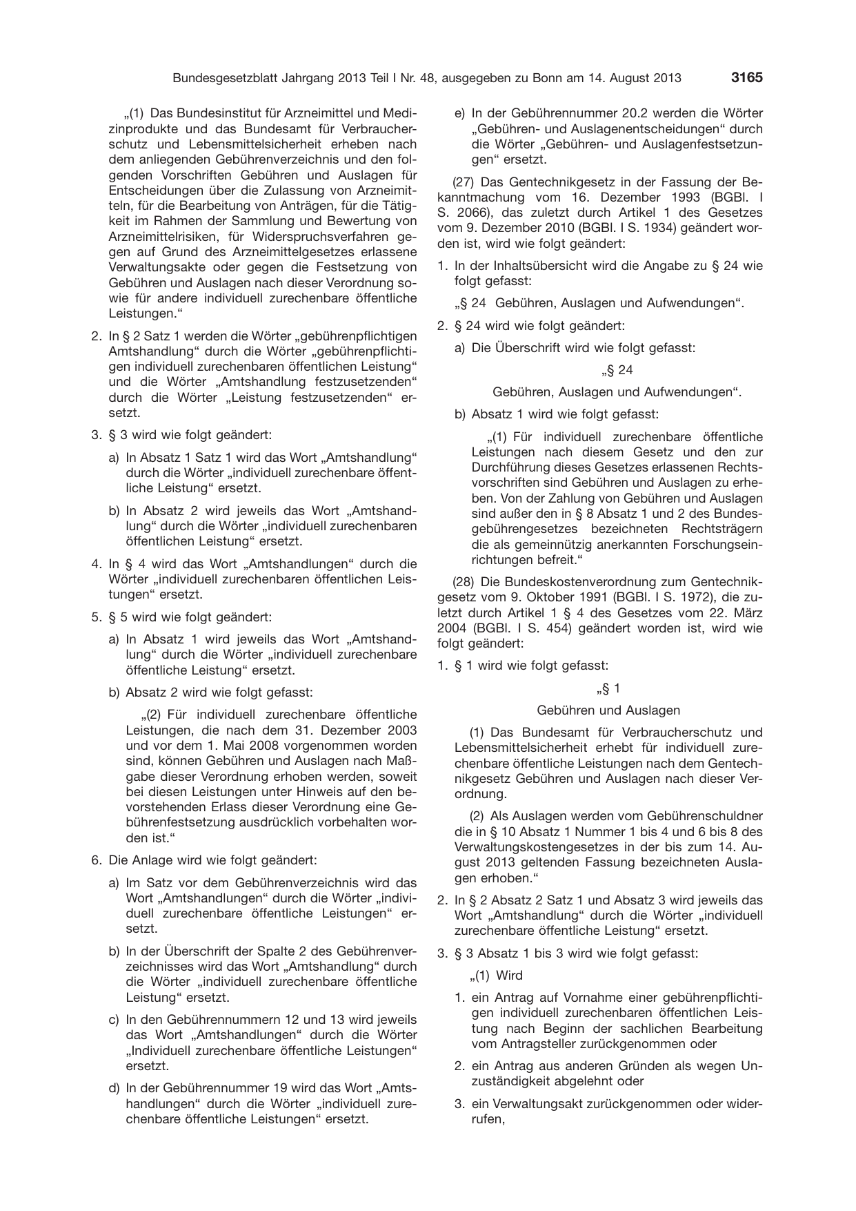 BGBl. 2013, Seite 3165 — Originalseite als Abbildung