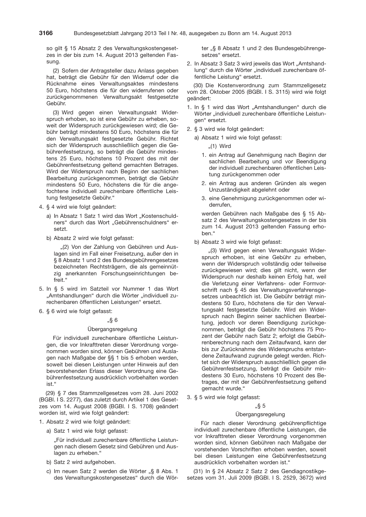BGBl. 2013, Seite 3166 — Originalseite als Abbildung