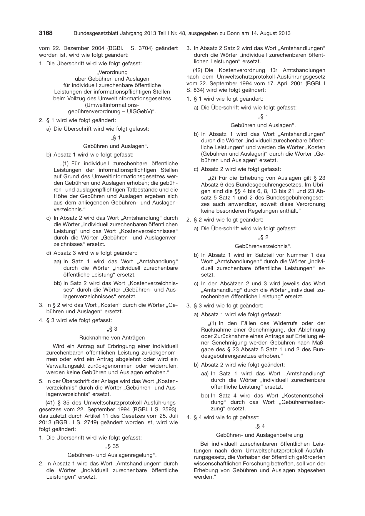 BGBl. 2013, Seite 3168 — Originalseite als Abbildung