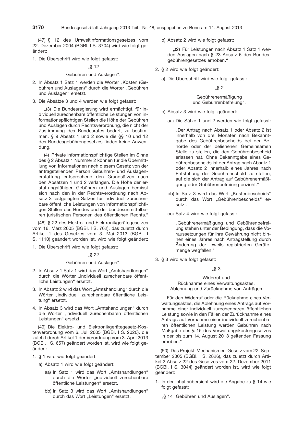 BGBl. 2013, Seite 3170 — Originalseite als Abbildung