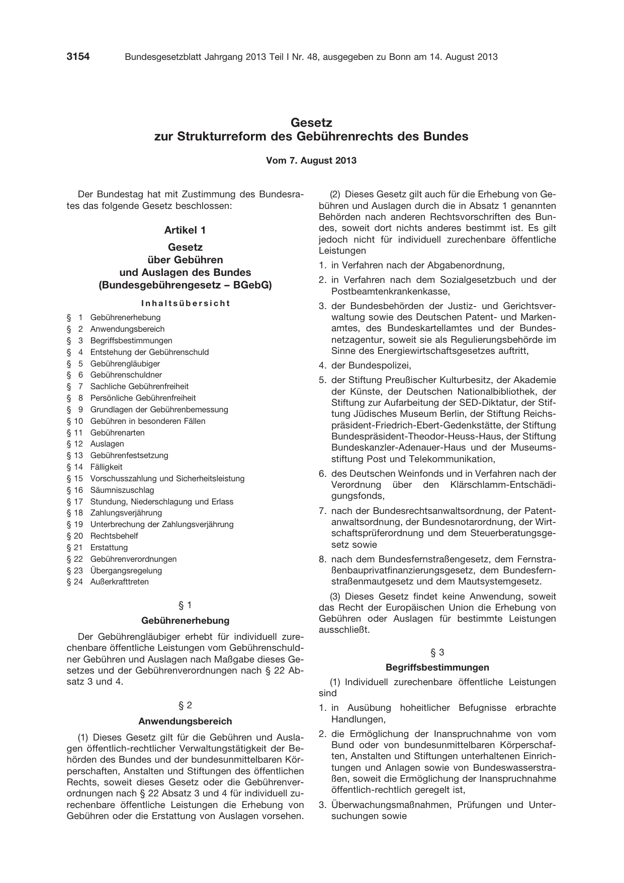 BGBl. 2013, Seite 3154 — Originalseite als Abbildung