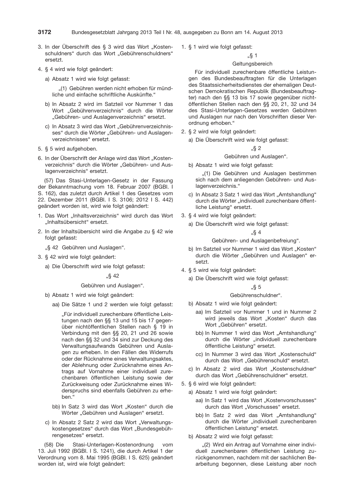 BGBl. 2013, Seite 3172 — Originalseite als Abbildung