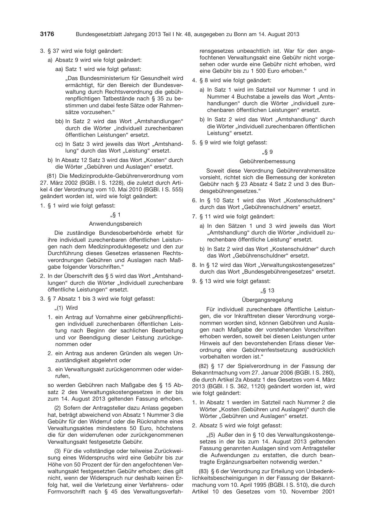 BGBl. 2013, Seite 3176 — Originalseite als Abbildung