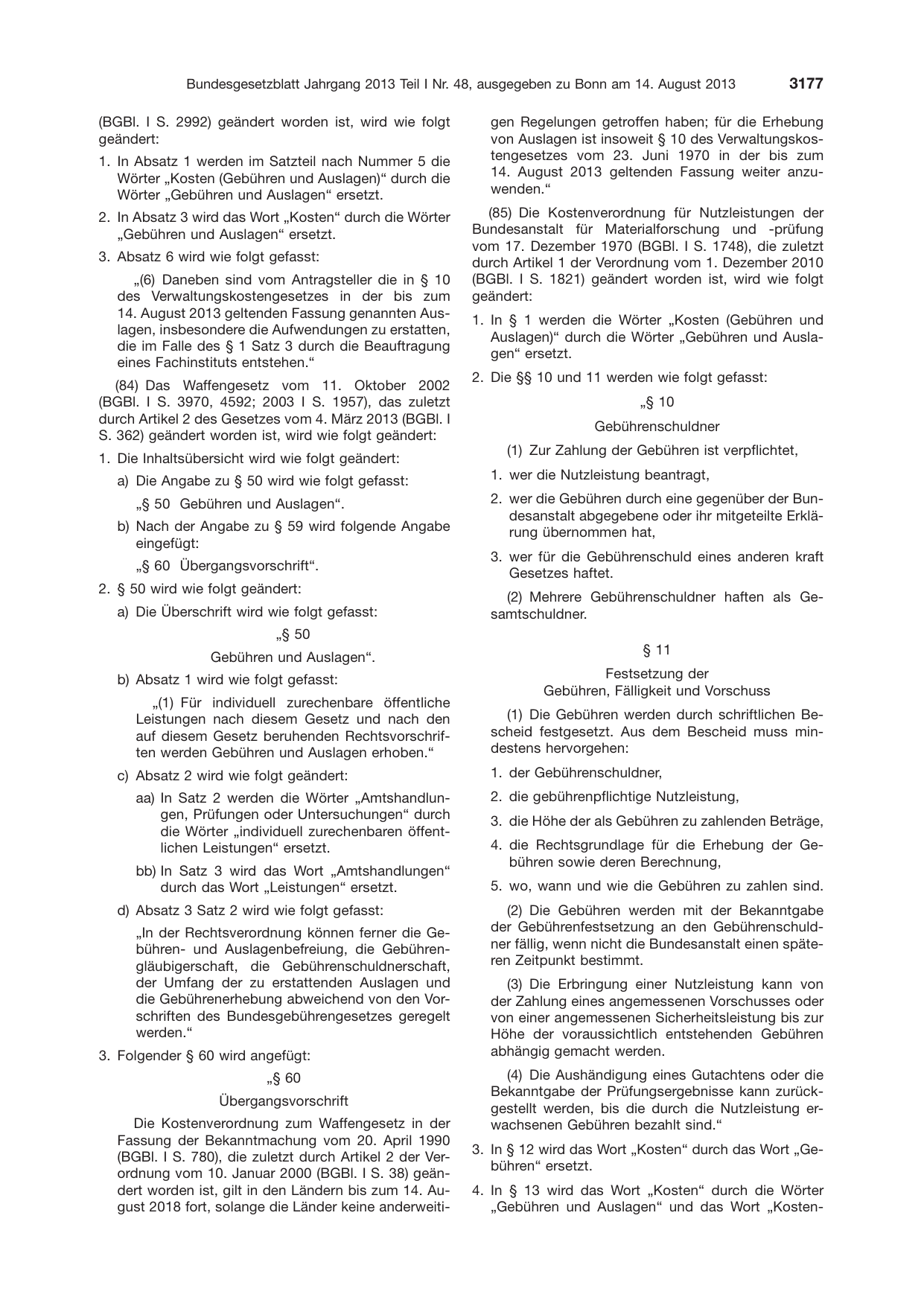 BGBl. 2013, Seite 3177 — Originalseite als Abbildung