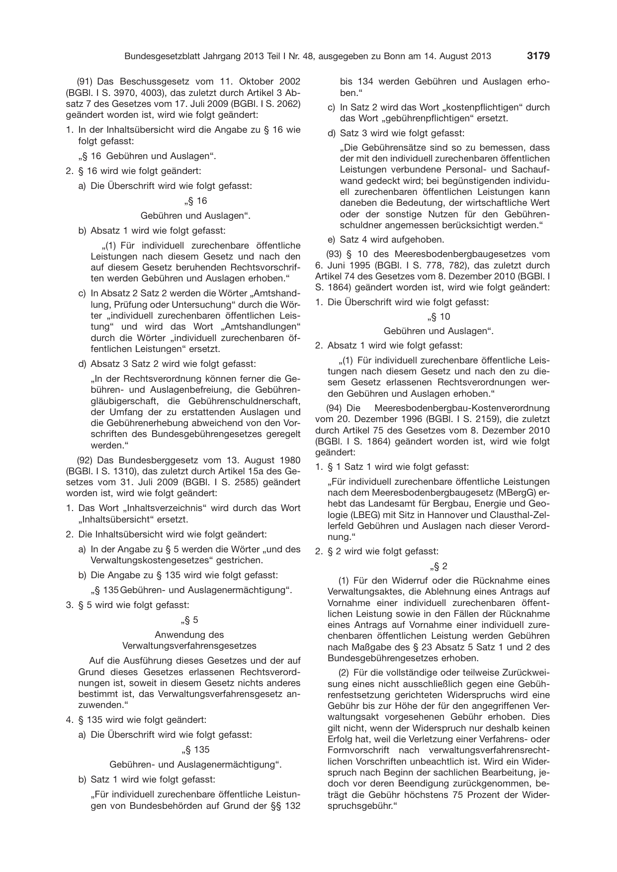BGBl. 2013, Seite 3179 — Originalseite als Abbildung