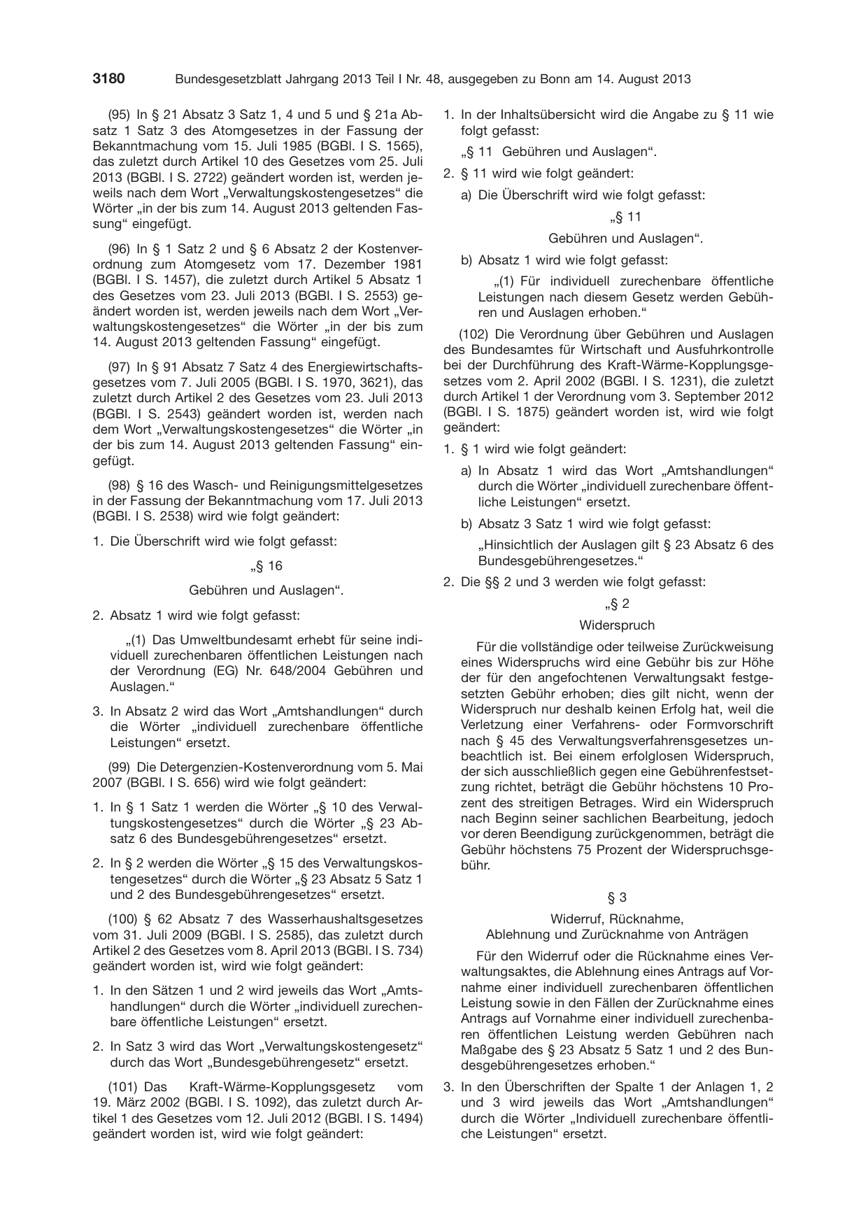 BGBl. 2013, Seite 3180 — Originalseite als Abbildung