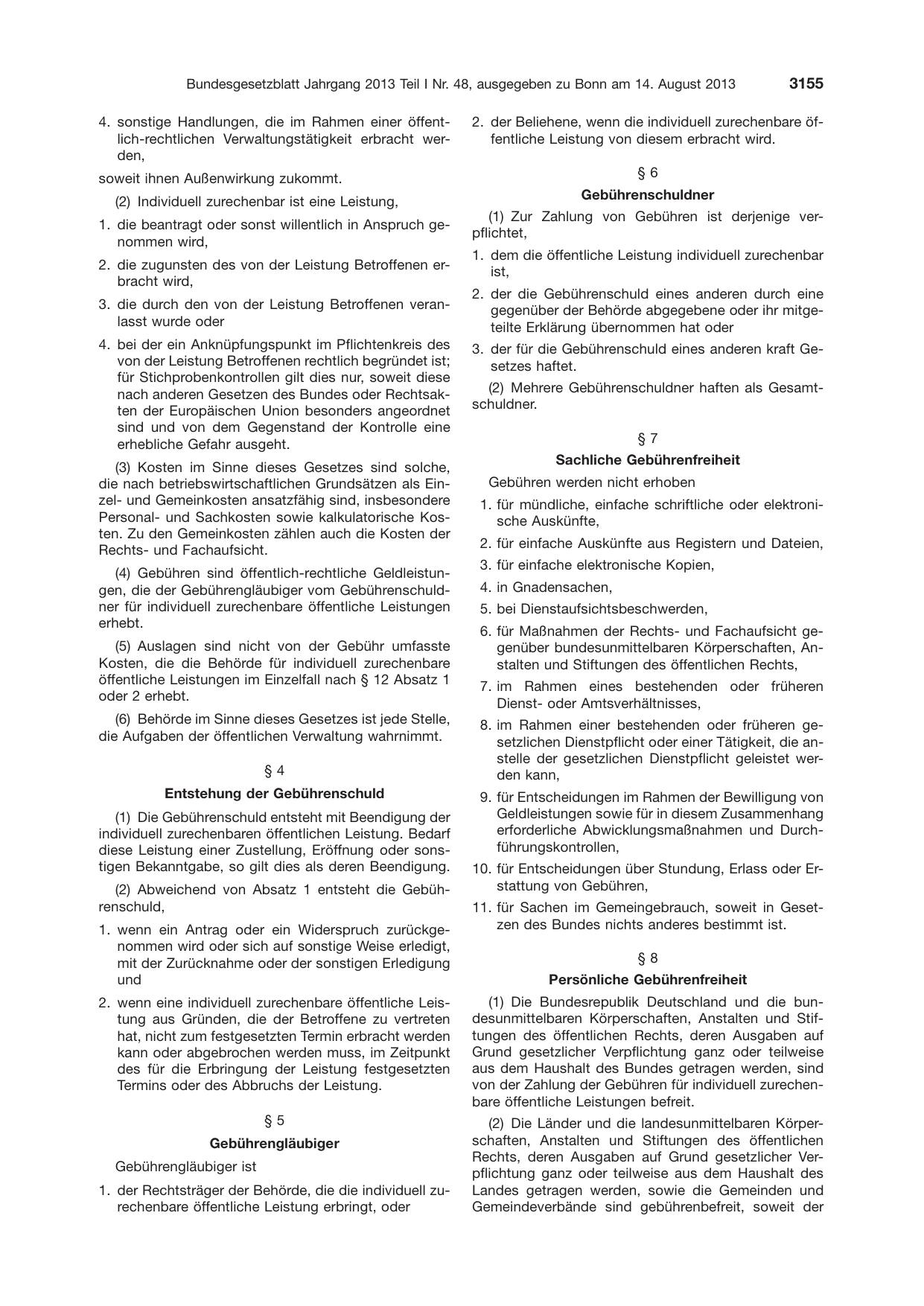 BGBl. 2013, Seite 3155 — Originalseite als Abbildung