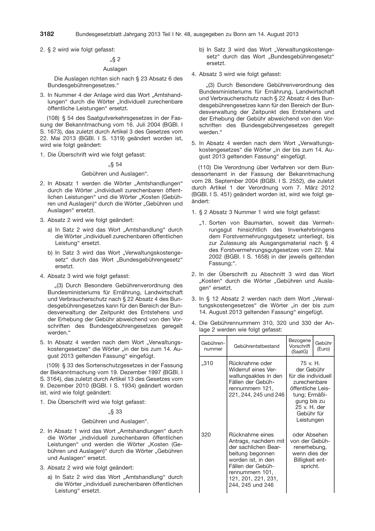 BGBl. 2013, Seite 3182 — Originalseite als Abbildung