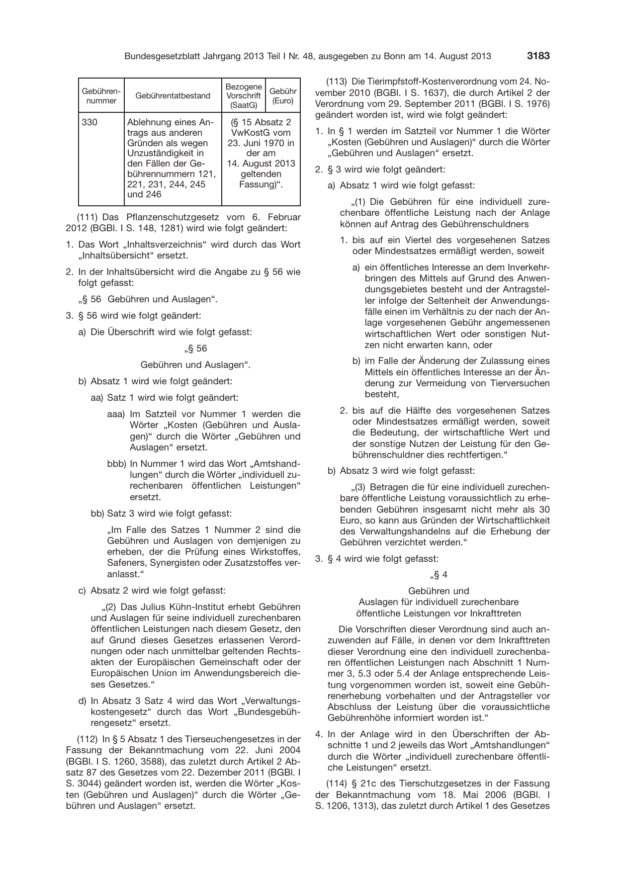 BGBl. 2013, Seite 3183 — Originalseite als Abbildung