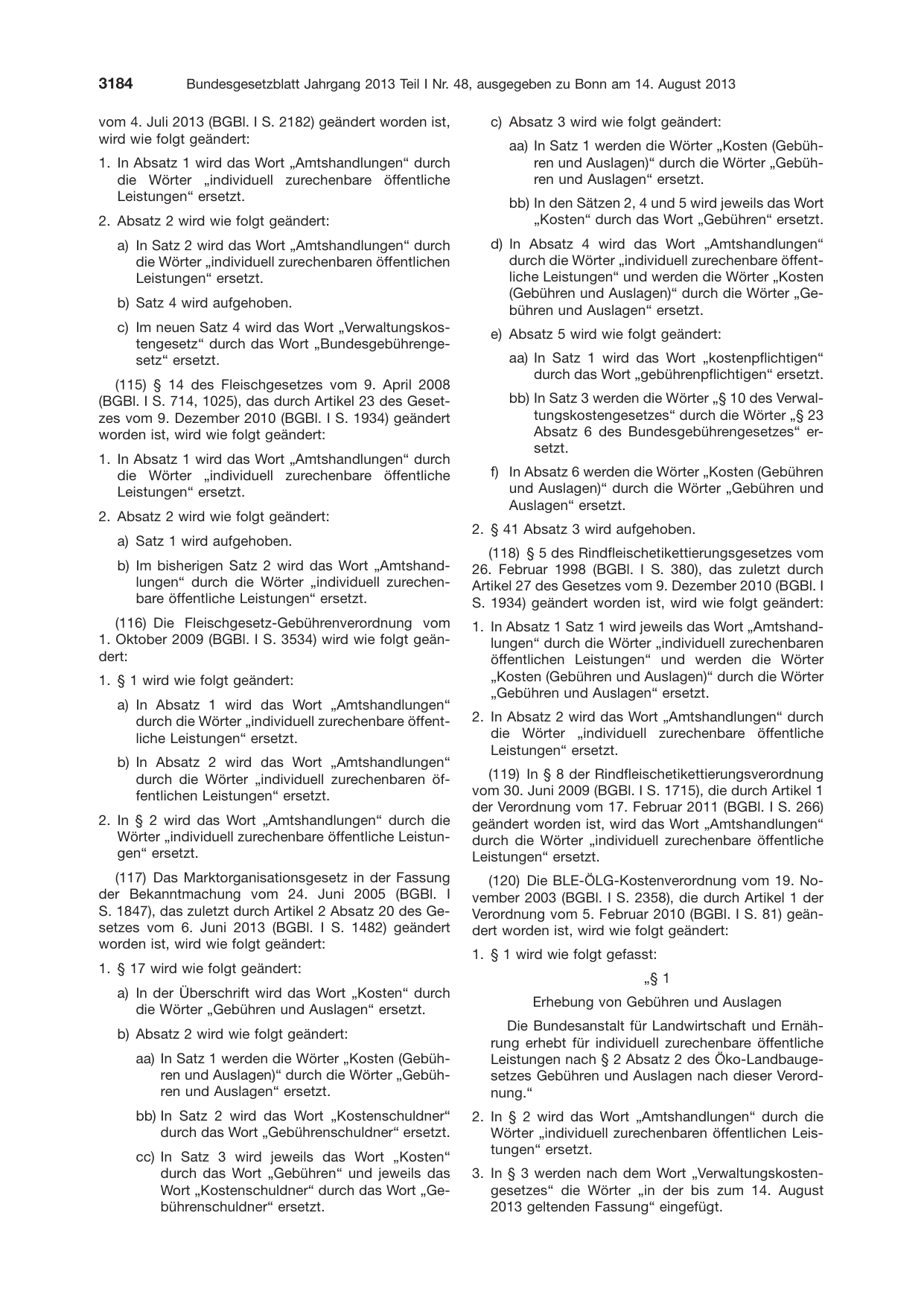 BGBl. 2013, Seite 3184 — Originalseite als Abbildung