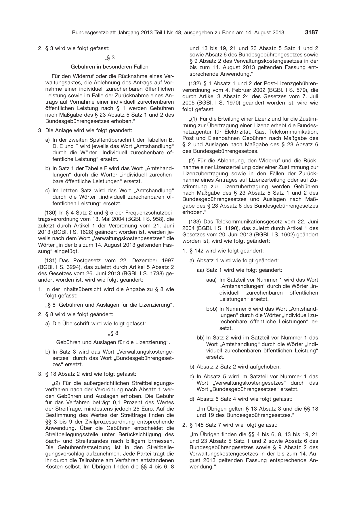 BGBl. 2013, Seite 3187 — Originalseite als Abbildung