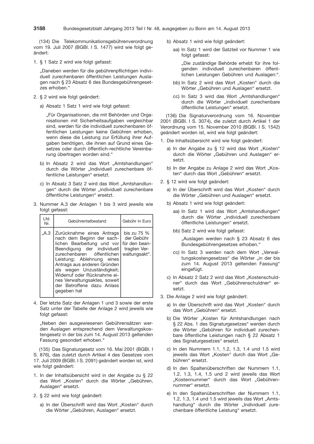 BGBl. 2013, Seite 3188 — Originalseite als Abbildung