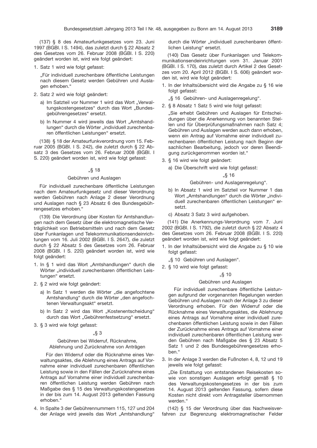 BGBl. 2013, Seite 3189 — Originalseite als Abbildung
