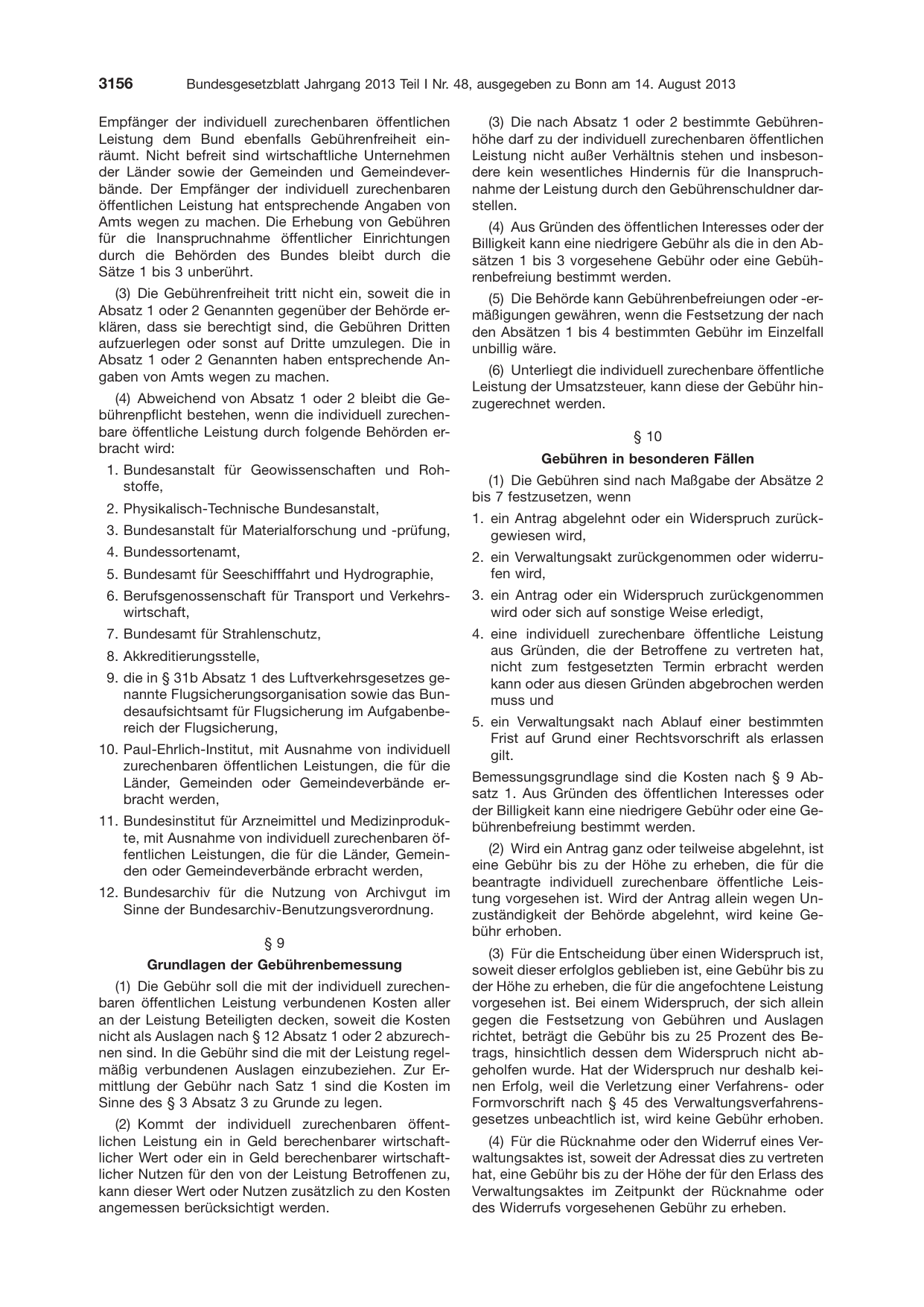 BGBl. 2013, Seite 3156 — Originalseite als Abbildung