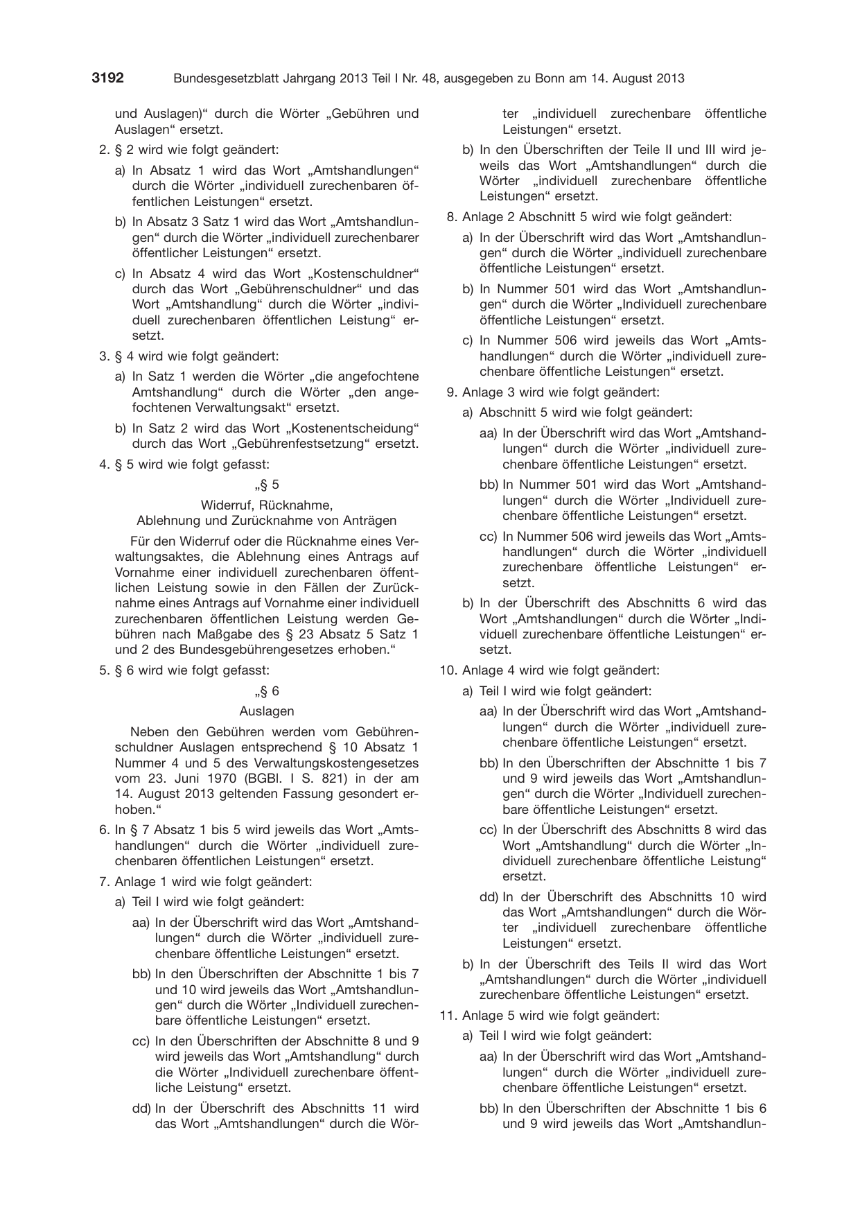 BGBl. 2013, Seite 3192 — Originalseite als Abbildung