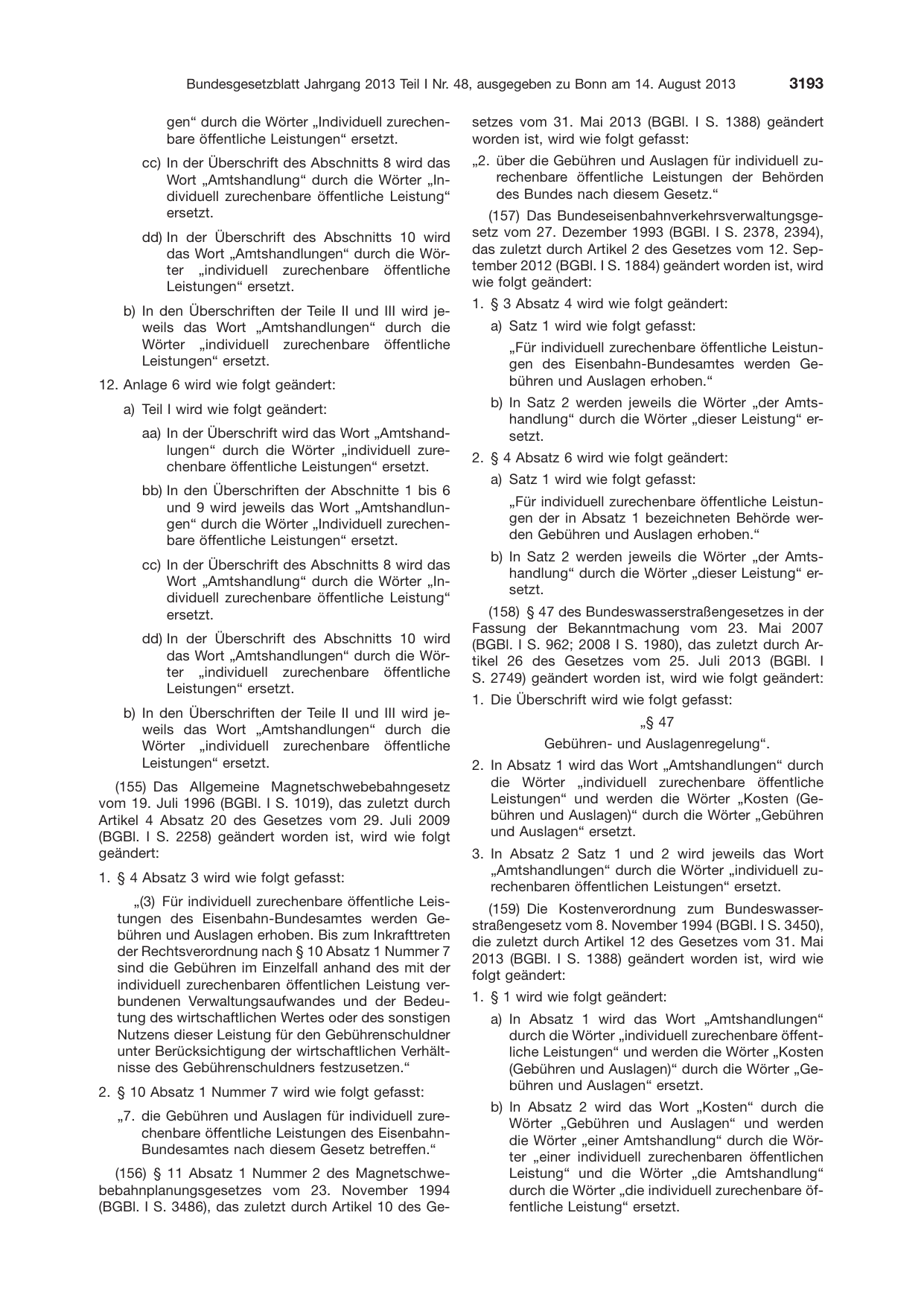 BGBl. 2013, Seite 3193 — Originalseite als Abbildung