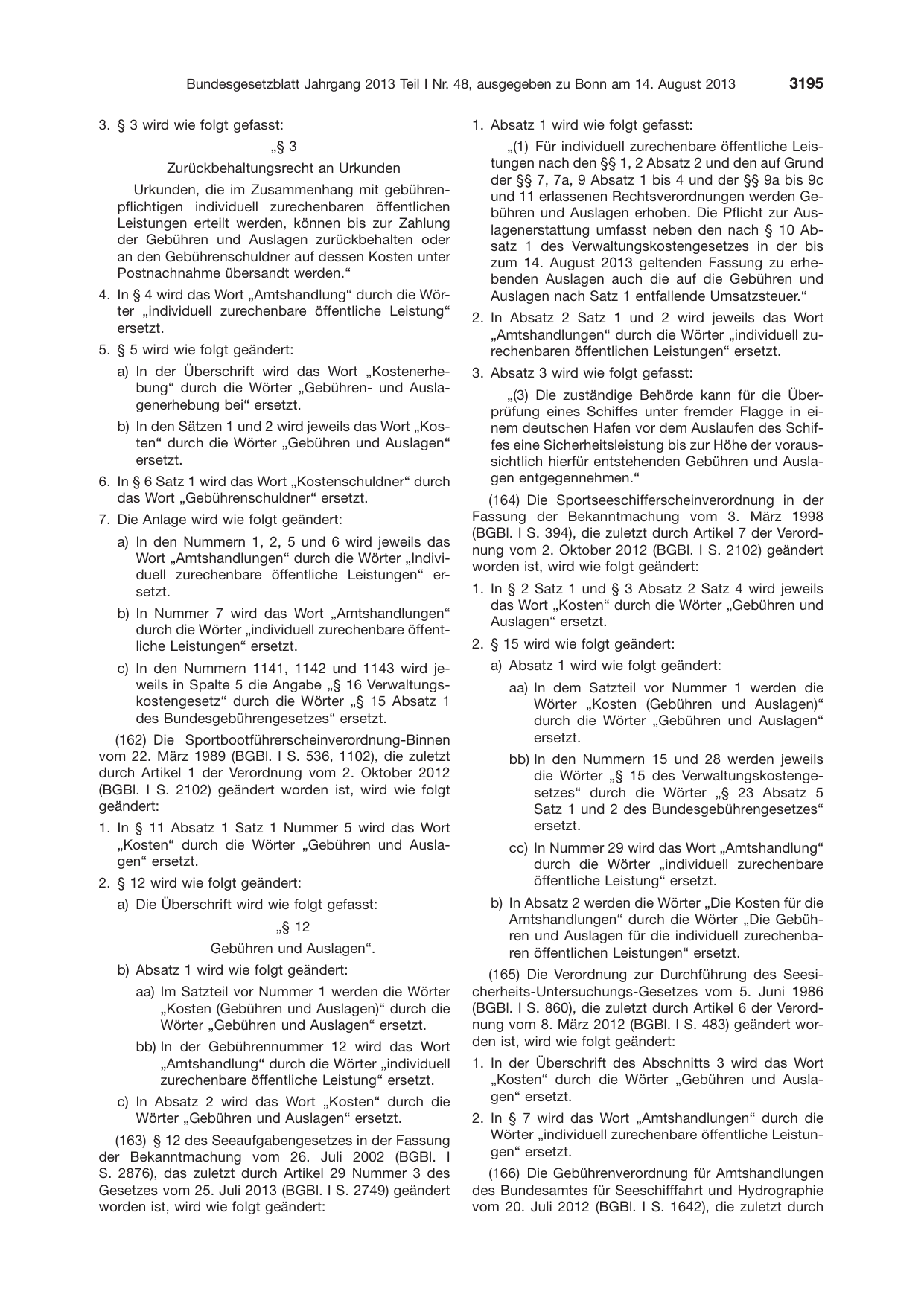 BGBl. 2013, Seite 3195 — Originalseite als Abbildung