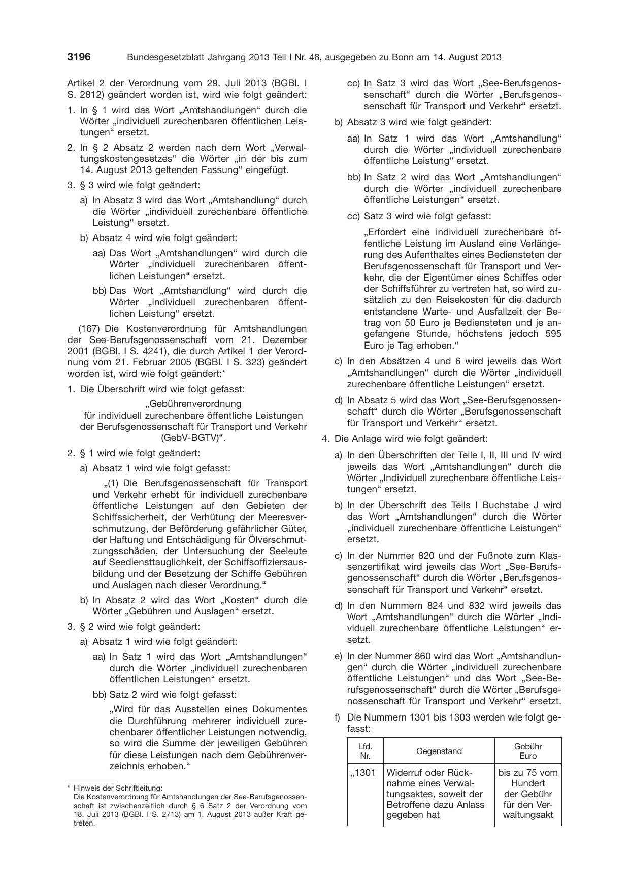 BGBl. 2013, Seite 3196 — Originalseite als Abbildung