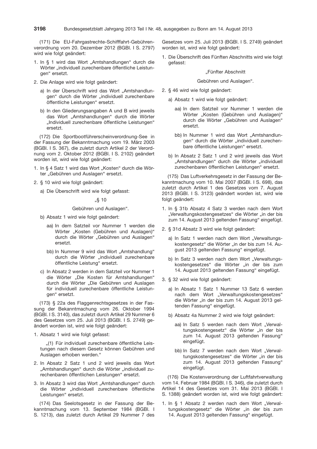 BGBl. 2013, Seite 3198 — Originalseite als Abbildung